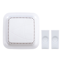 Globe Wireless Battery 85-db 150-ft 3-Tune Doorbell Chime, 2 Push Button, White Front_Flat