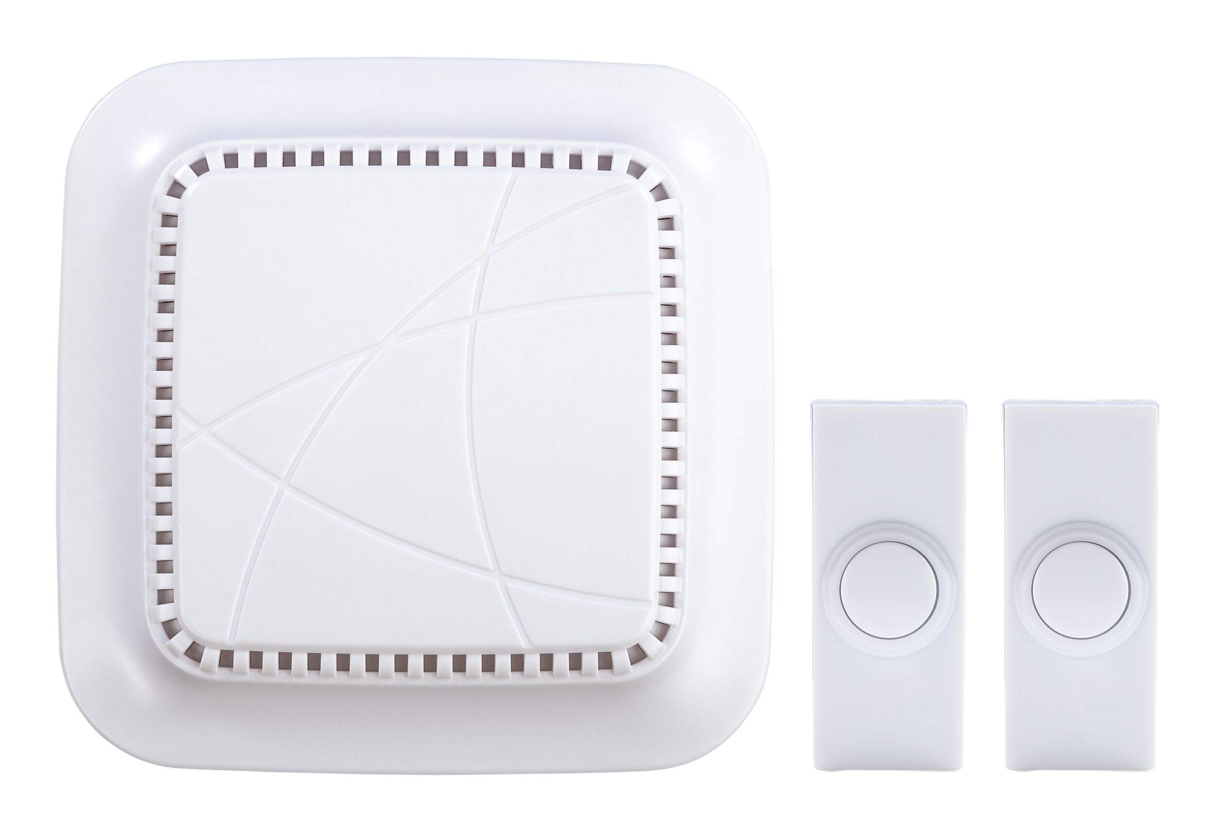 Globe Wireless Battery 85-db 150-ft 3-Tune Doorbell Chime, 2 Push Button, White Front_Flat