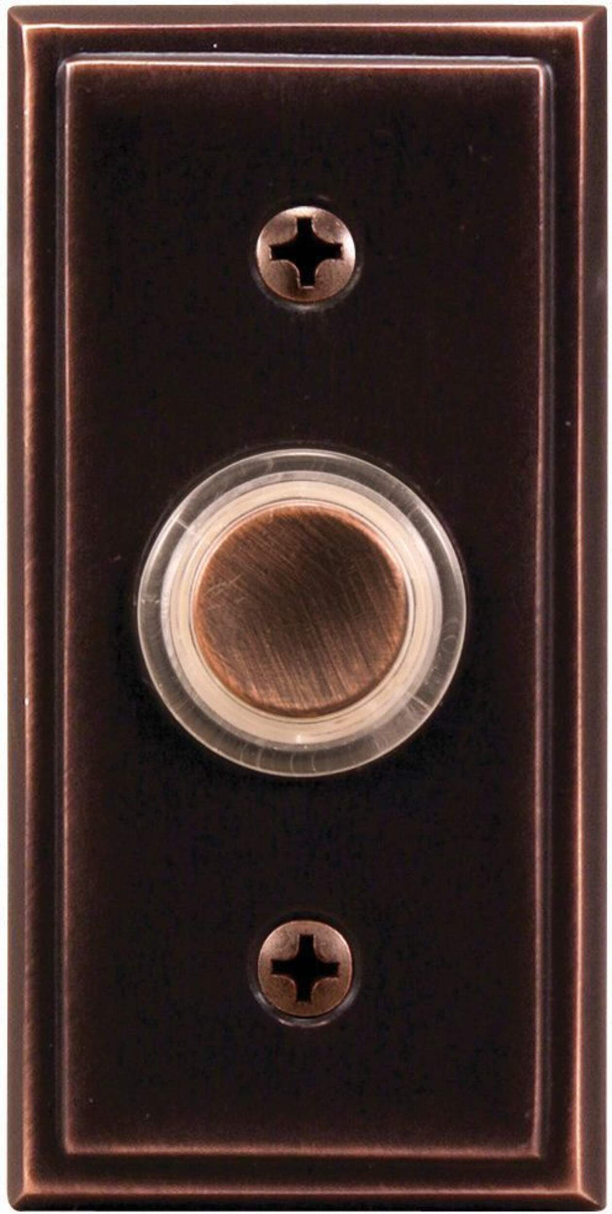 Globe Wired Lighted Push Doorbell Chime Button, Oil Rubbed Bronze Front_Flat