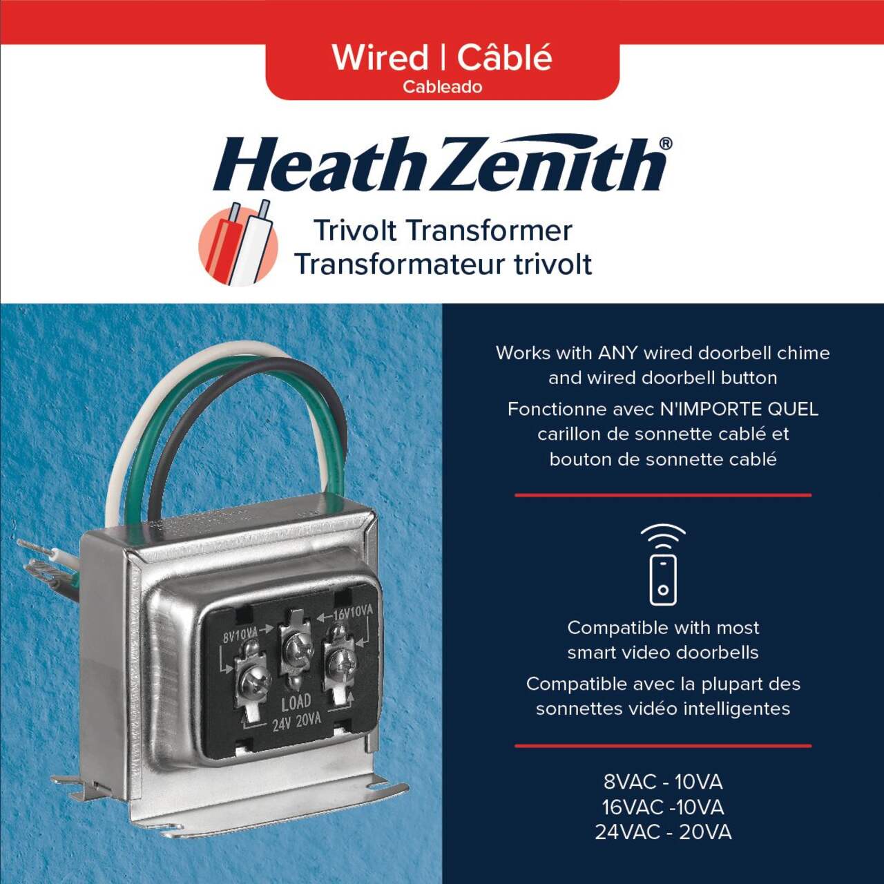 Transformateur de carillon de porte câblé de HEATH ZENITH