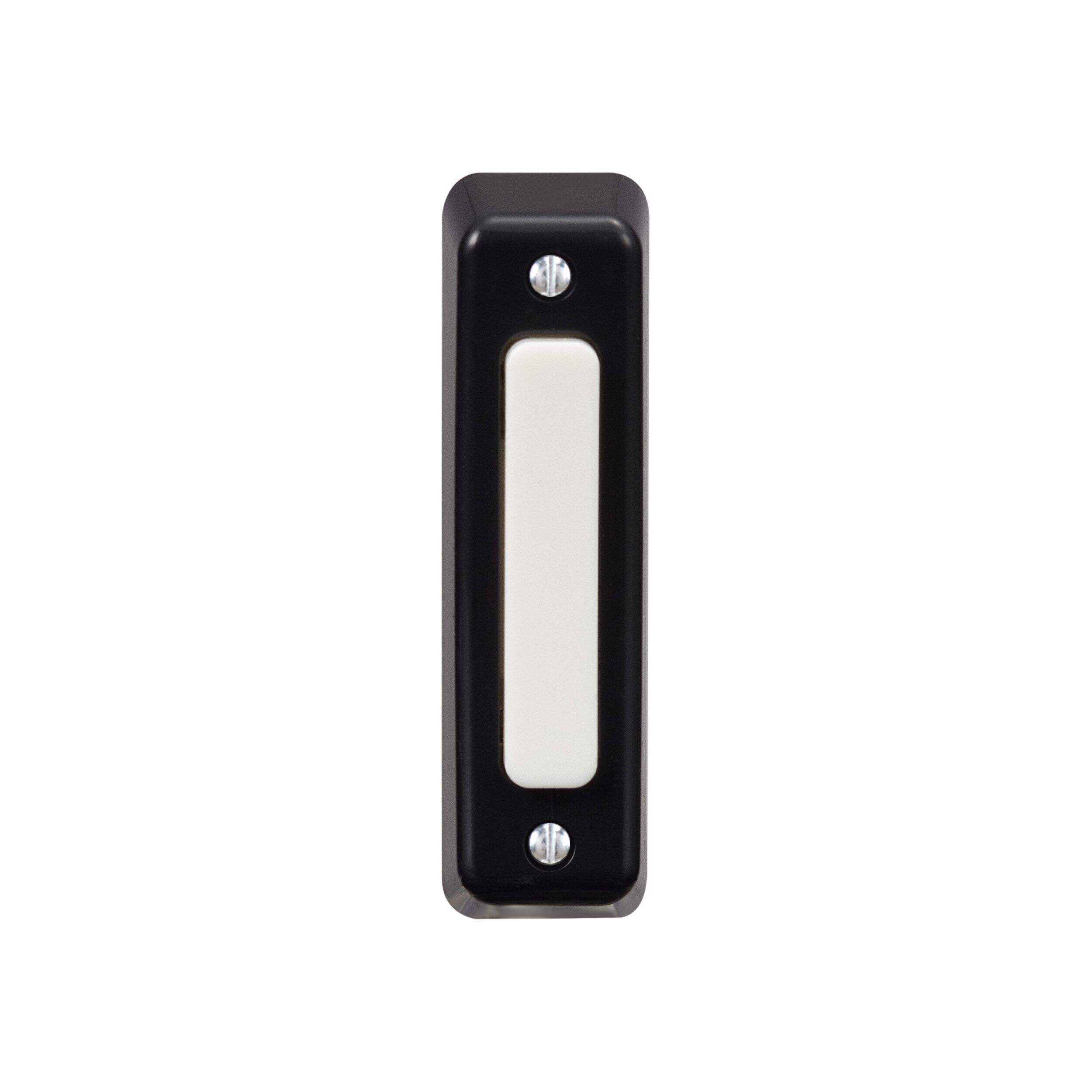 HeathZenith Wired Unlighted Push Doorbell Chime Button, Black Front_Flat
