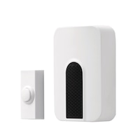 HeathZenith Wireless Plug-In 85-db 150-ft 3-Tune Doorbell Chime Kit, 1 Push Button, Black/White Front_Three_Fourths_Angled_Left