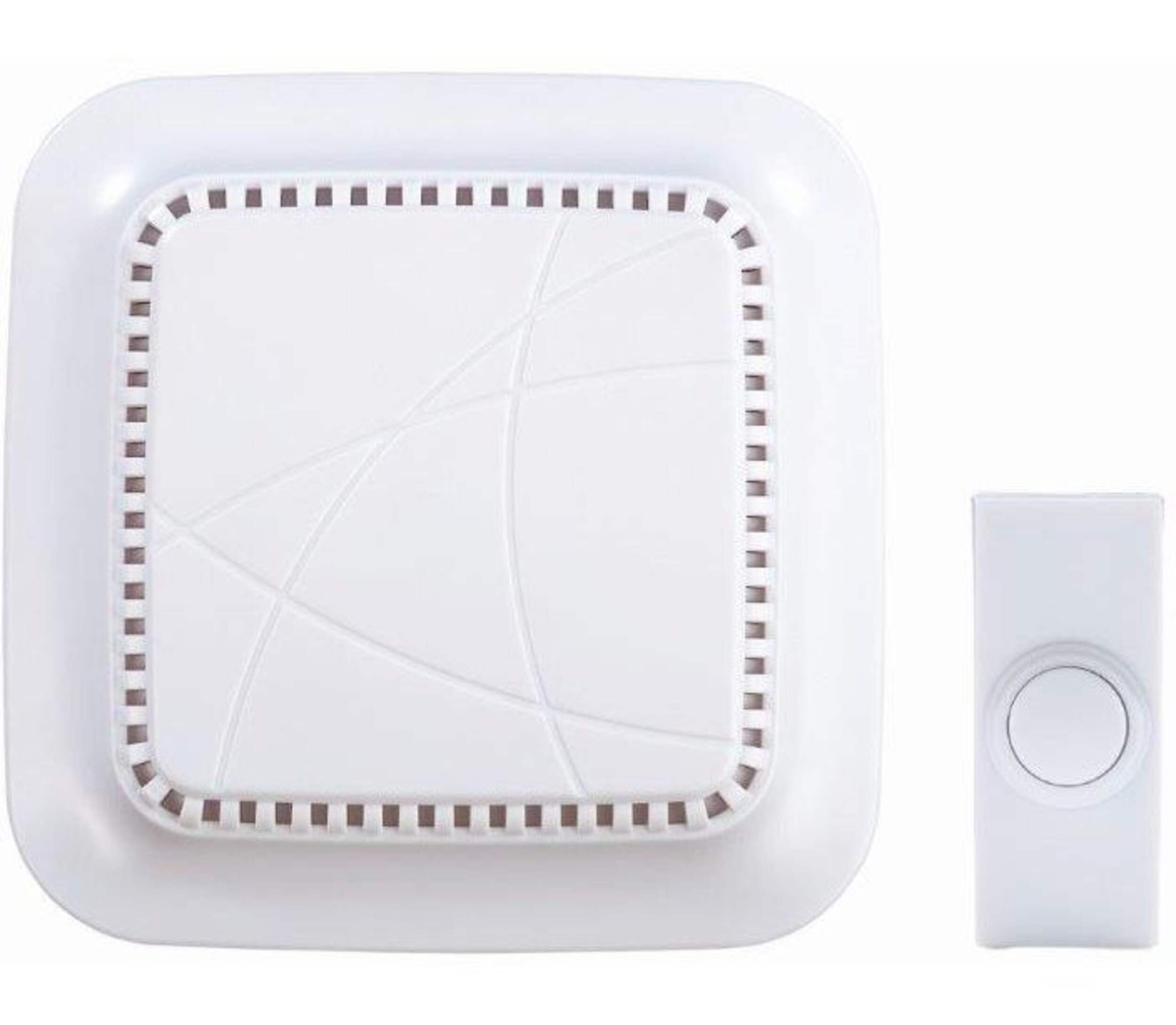 HeathZenith Wireless Battery 85-db 150-ft 3-Tune Doorbell Chime Kit, 1 Push Button, White Front_Flat