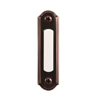 HeathZenith Wired Lighted Metal Push Doorbell Chime Button, Antique Brass Front_Flat