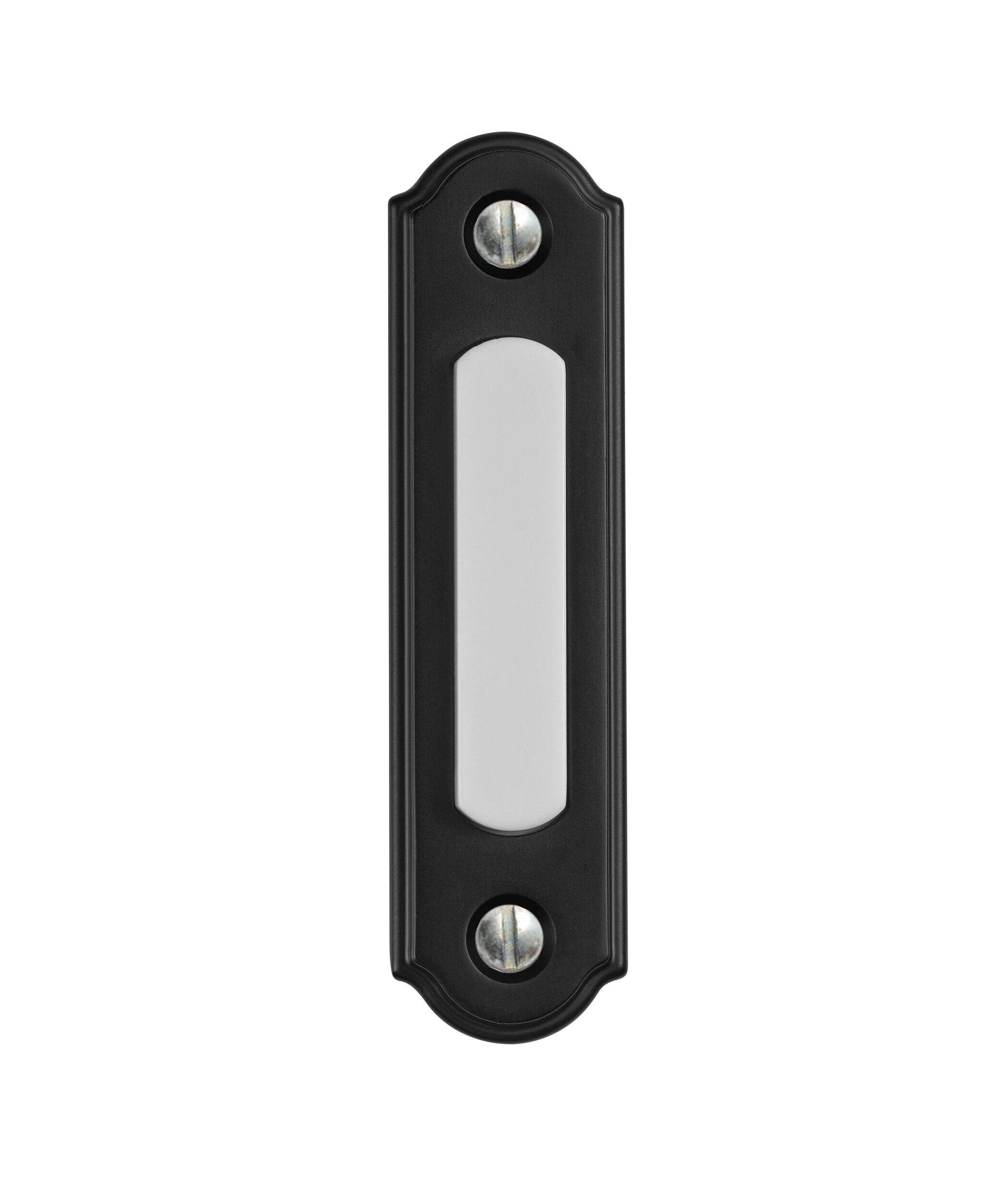 HeathZenith Wired Lighted Metal Push Doorbell Chime Button, Black Front_Flat