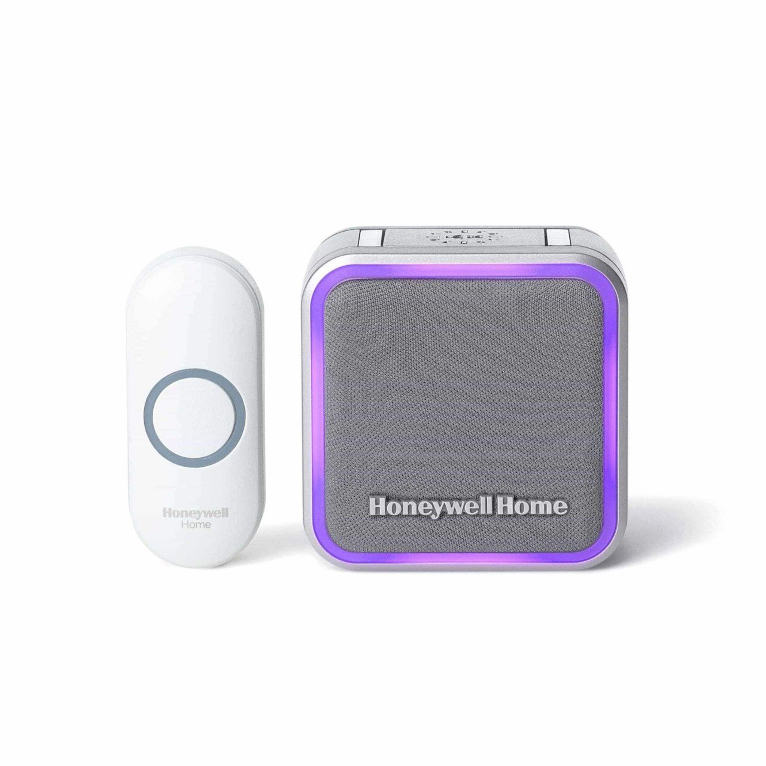 Honeywell 5-Series Wireless Battery 84-db LED 6-Tune Doorbell Chime, 1 Push Button, Grey Front_Elevated