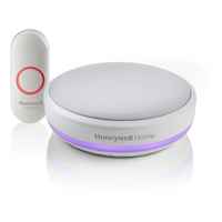 Honeywell 3-Series Wireless Battery 84-db 250-ft LED Portable 6-Tune Doorbell Chime, 1 Push Button, White Front_Flat
