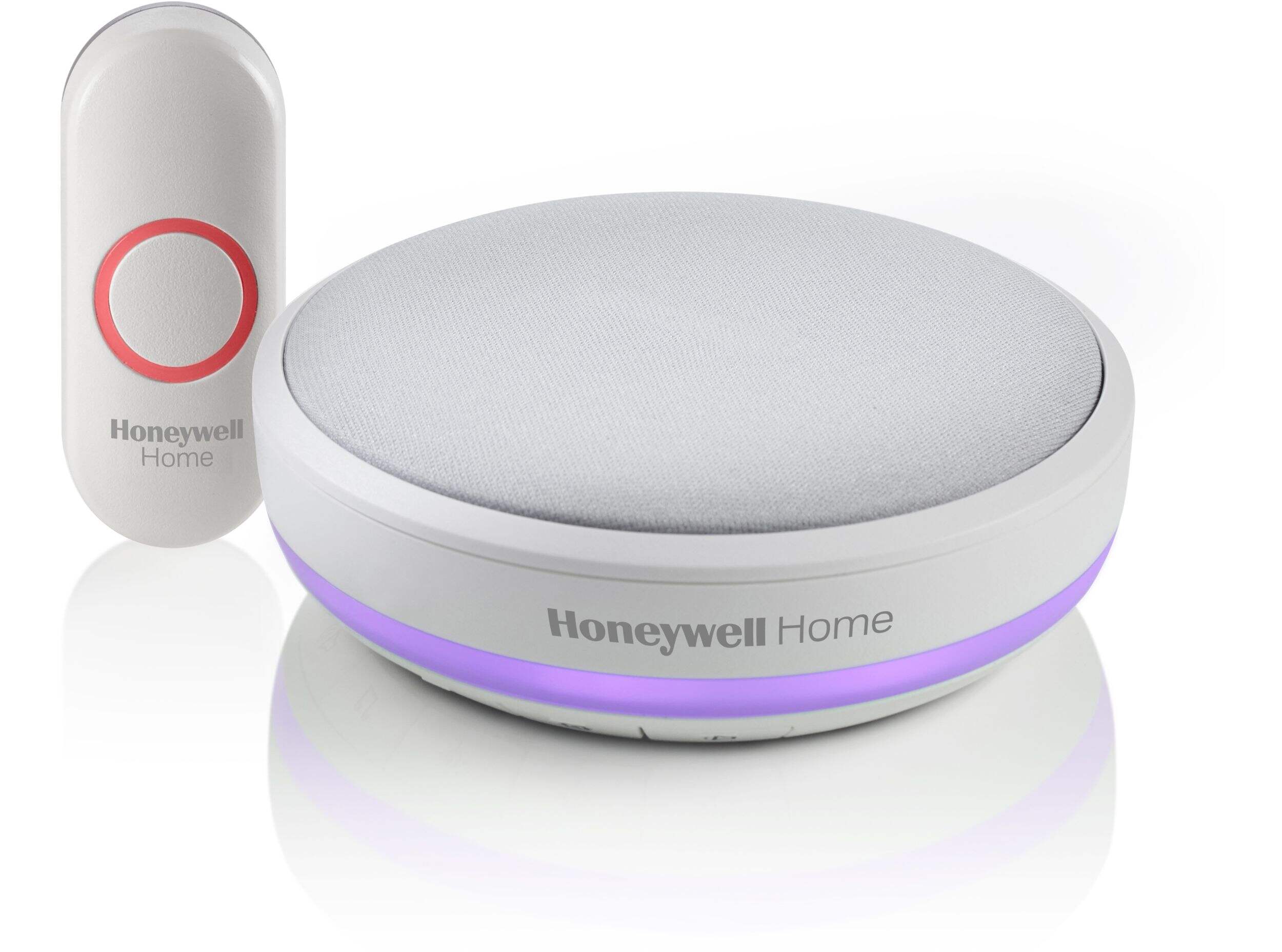 Honeywell 3-Series Wireless Battery 84-db 250-ft LED Portable 6-Tune Doorbell Chime, 1 Push Button, White Front_Flat