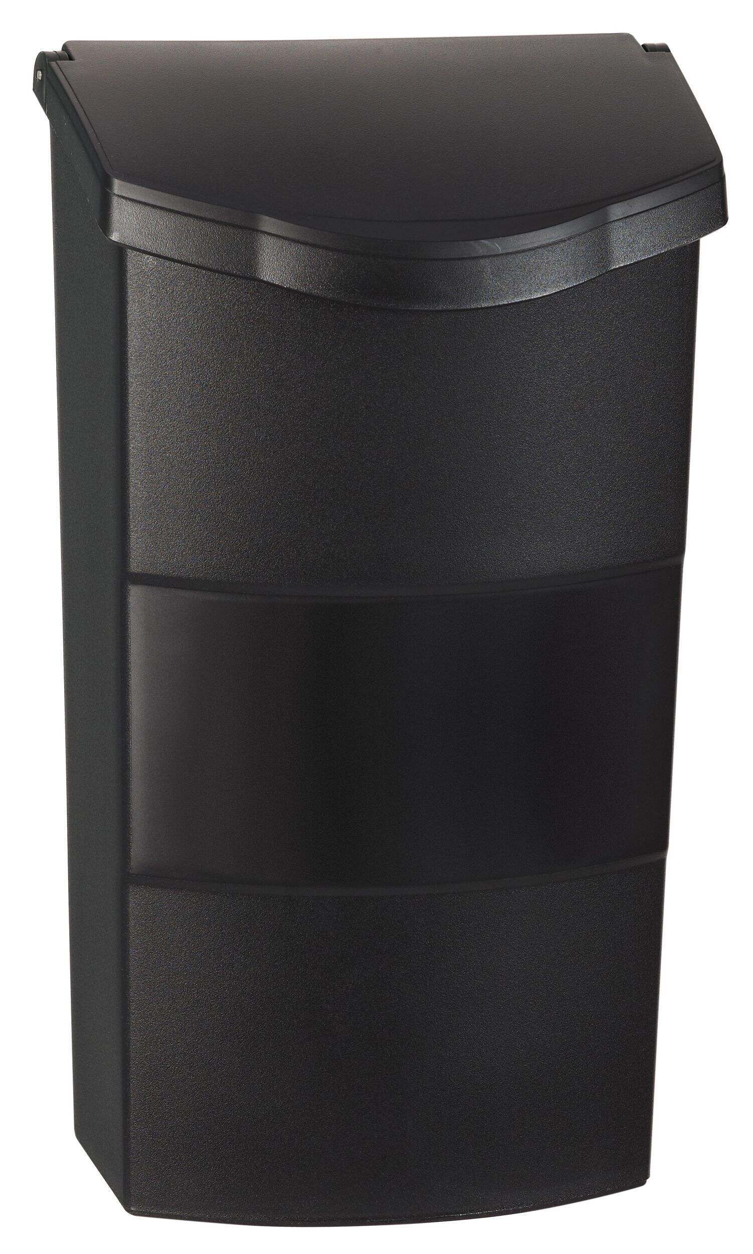Pro-DF Vertical Wall Mount Weatherproof Plastic Mailbox, Black Front_Three_Fourths_Angled_Right
