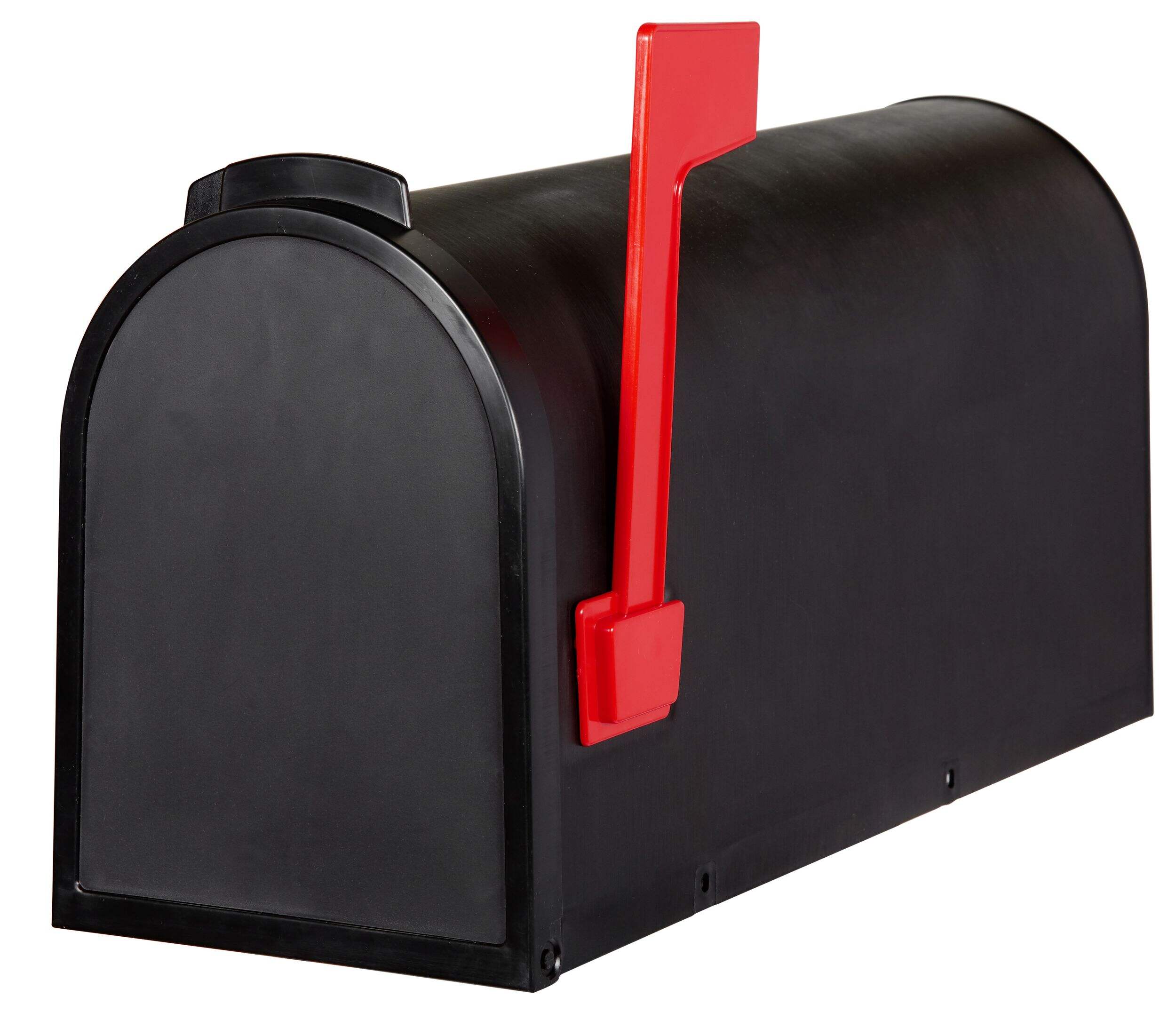 Pro-DF Weatherproof Plastic Rural Curbside Mount Mailbox, Black/Red Front_Three_Fourths_Angled_Left