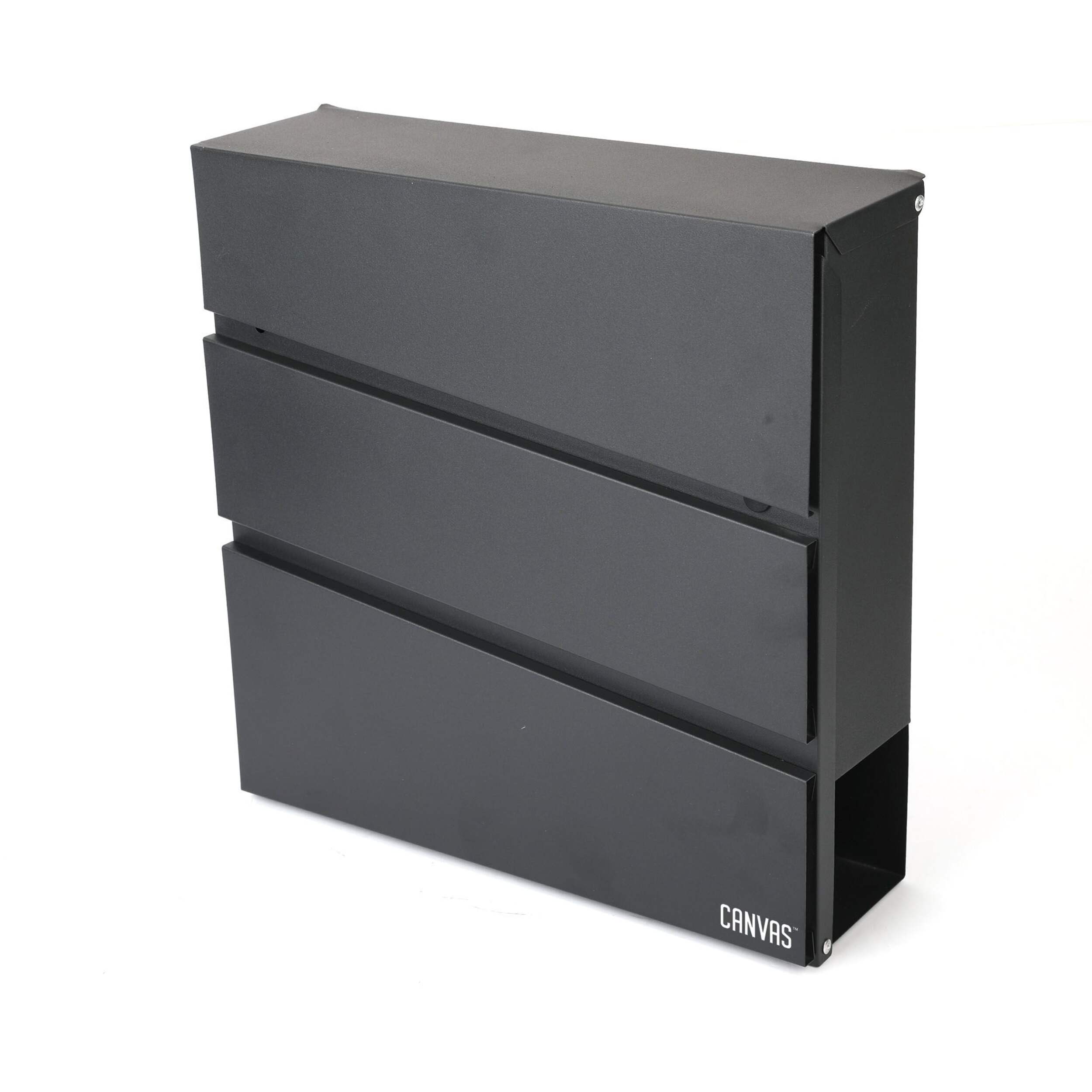 Canvas 3-Panel Mailbox, Matte Black Front_Angled_Left
