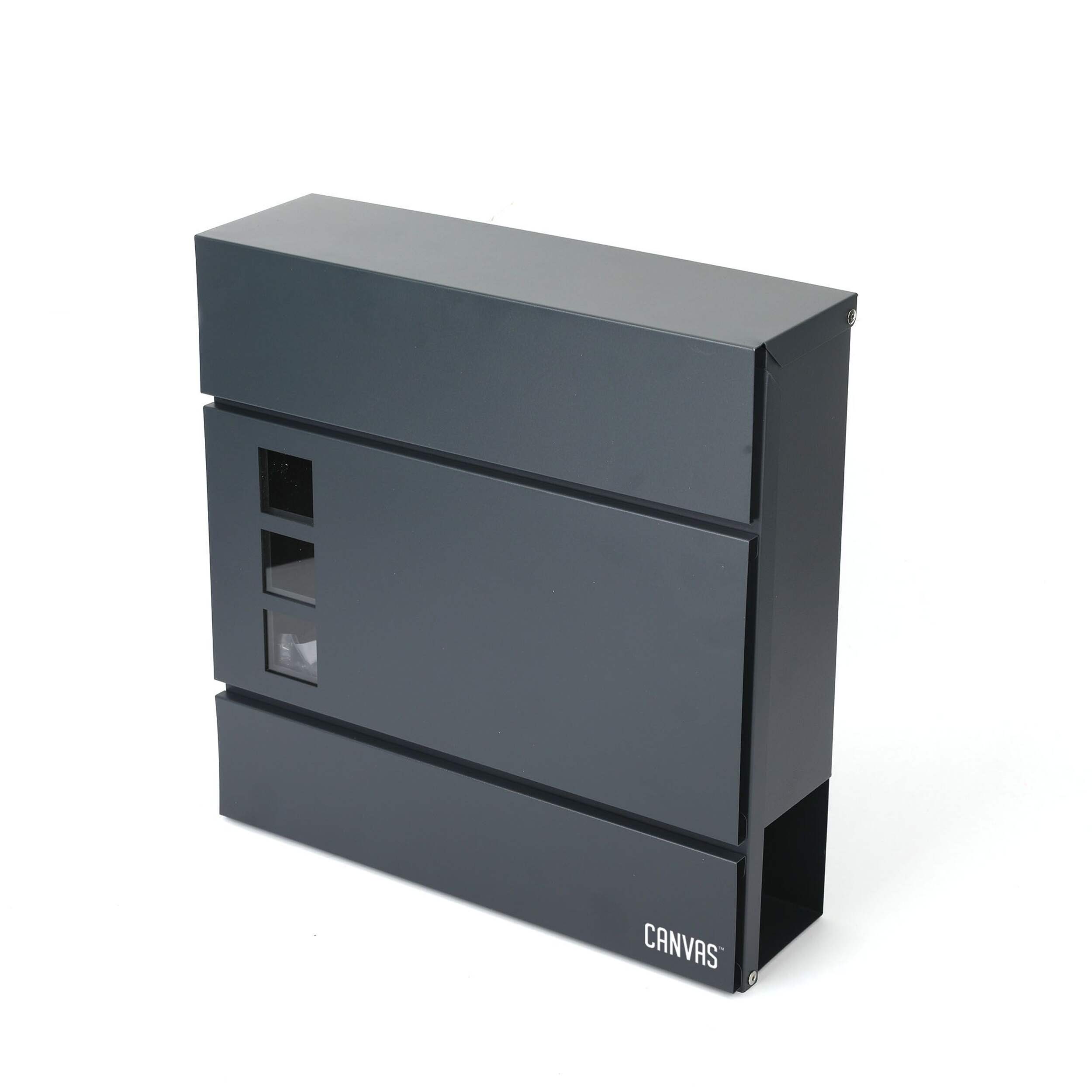 Canvas Galvanized Steel Panel Window Mailbox, Black Front_Angled_Left