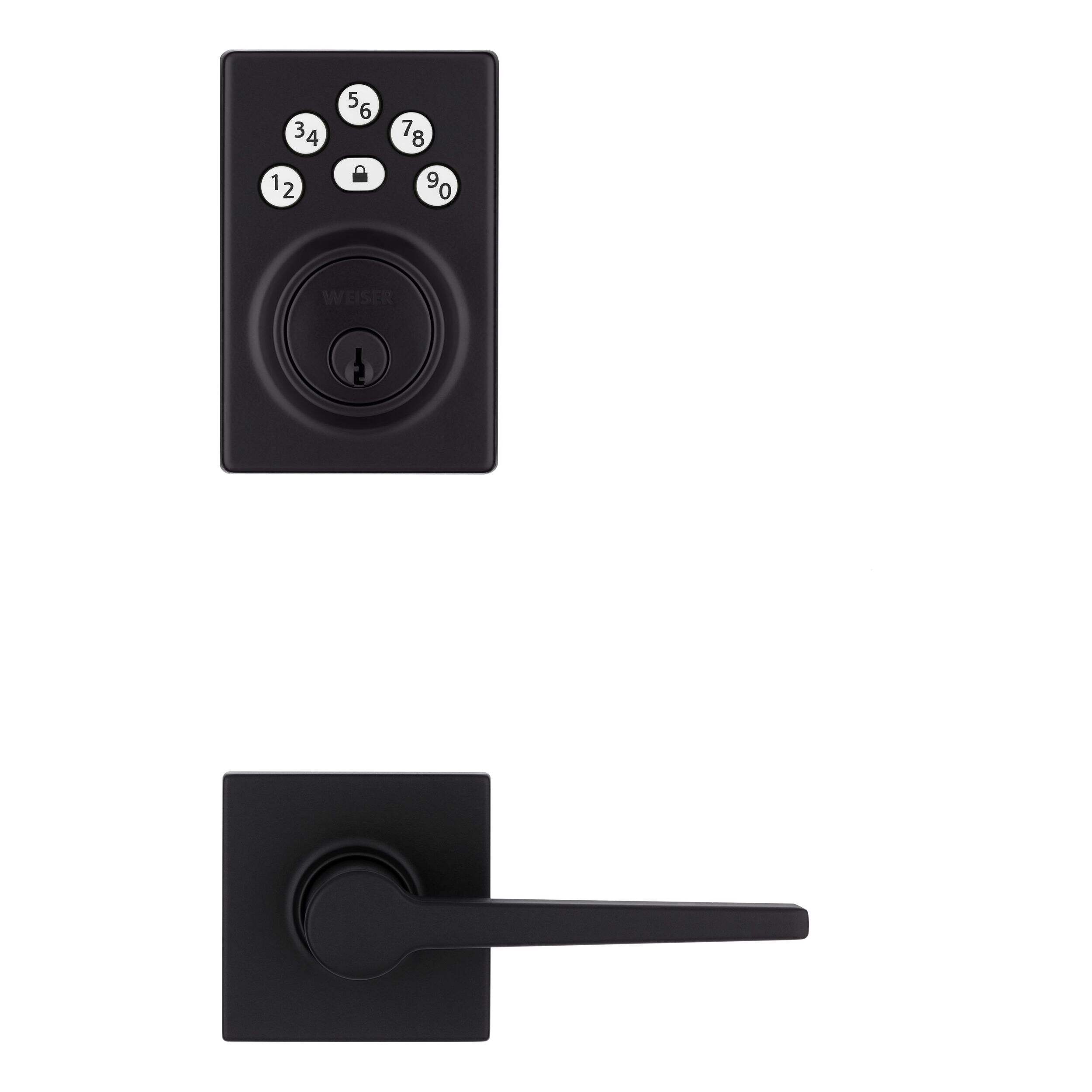 Weiser Elements Deadbolt x Daylon Lever, Matte Black Front_Flat