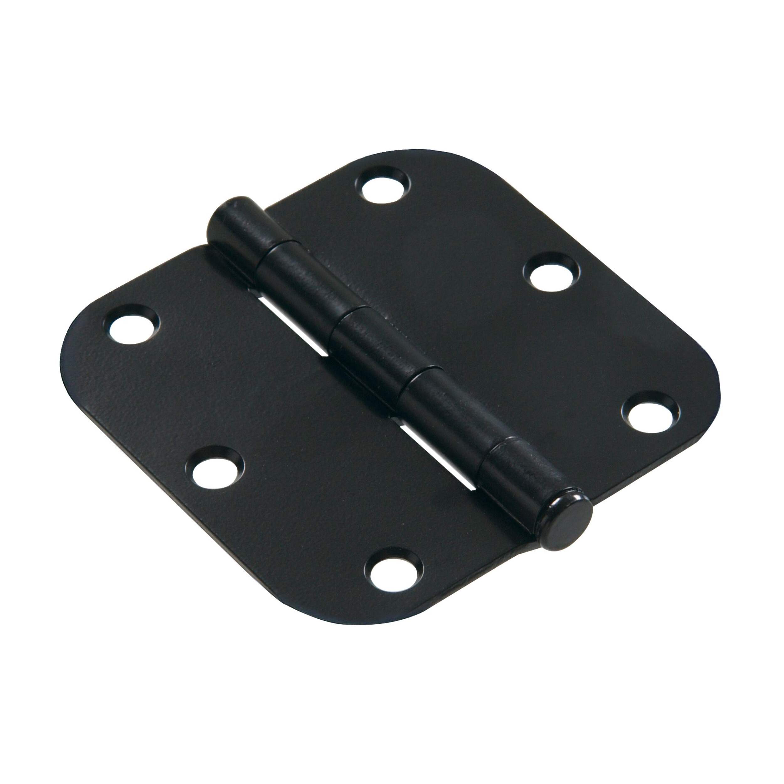 Hillman Residential Round Full Mortise Door Hinge with 5/8-in Radius, Black, 3-5/8-in Front_Three_Fourths_Angled_Right
