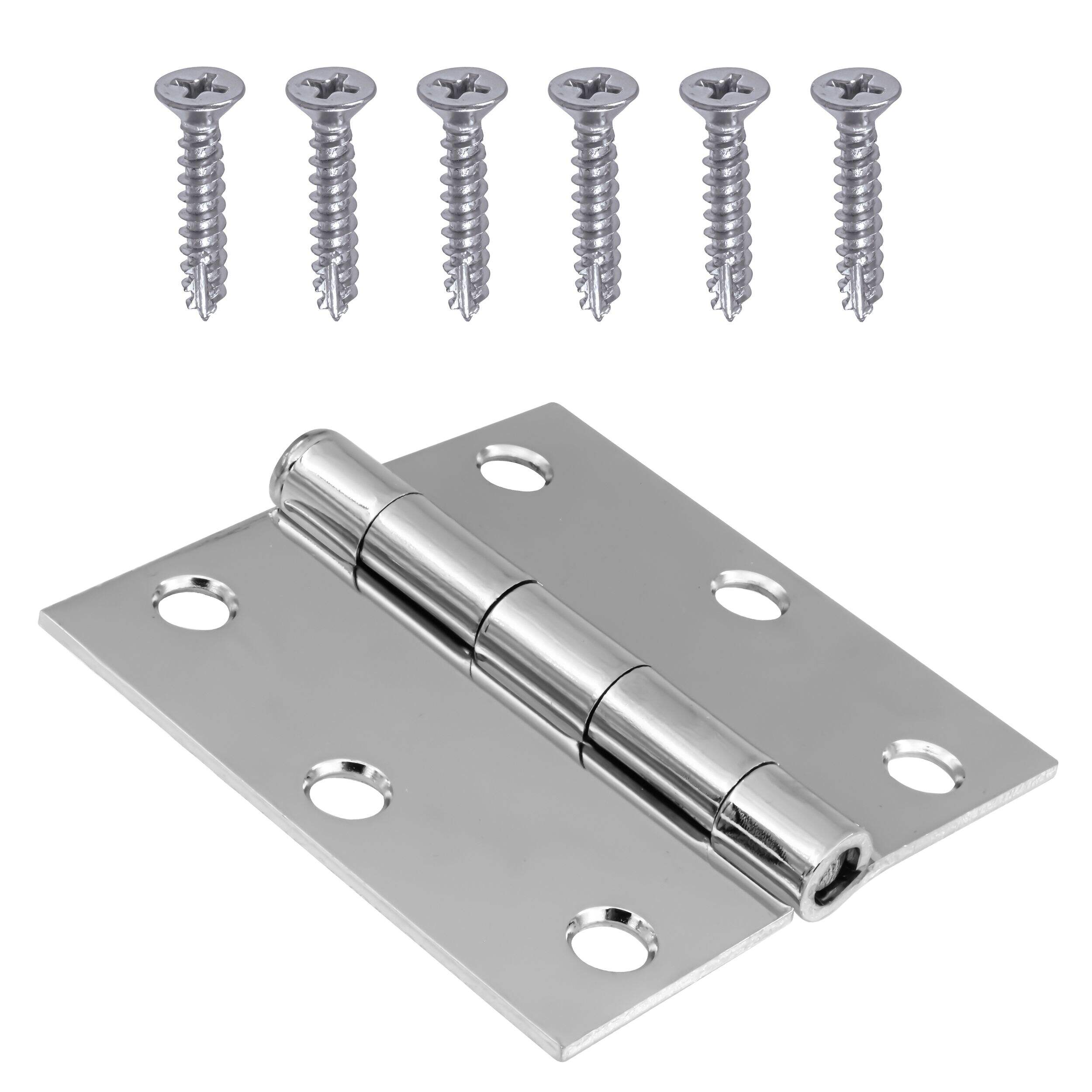 Hillman Residential Square Full Mortise Door Hinge, Polished Chrome, 3-in Composite_or_Mixed