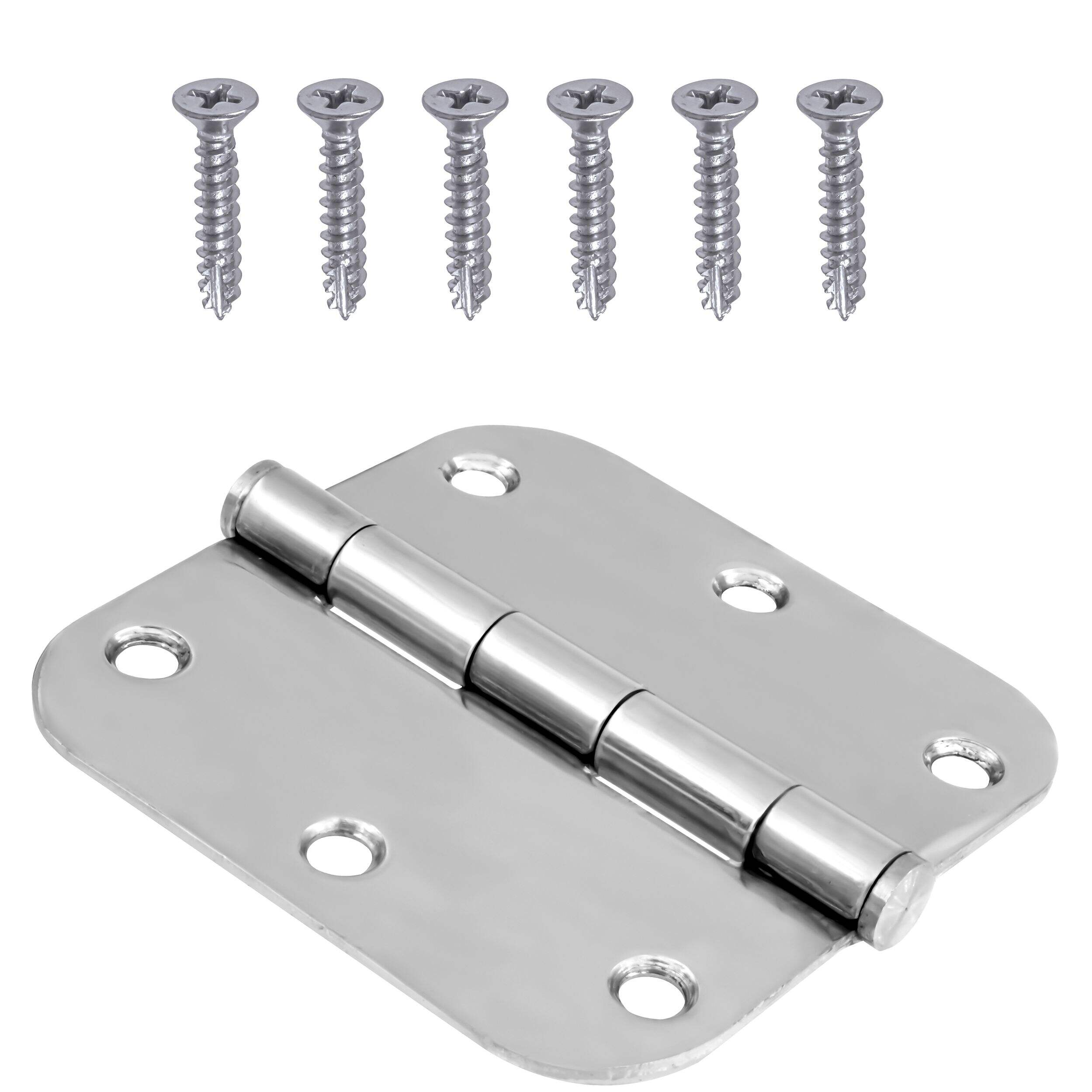 Hillman Residential Round Full Mortise Door Hinge with 5/8-in Radius, Polished Chrome, 3.5-in Composite_or_Mixed