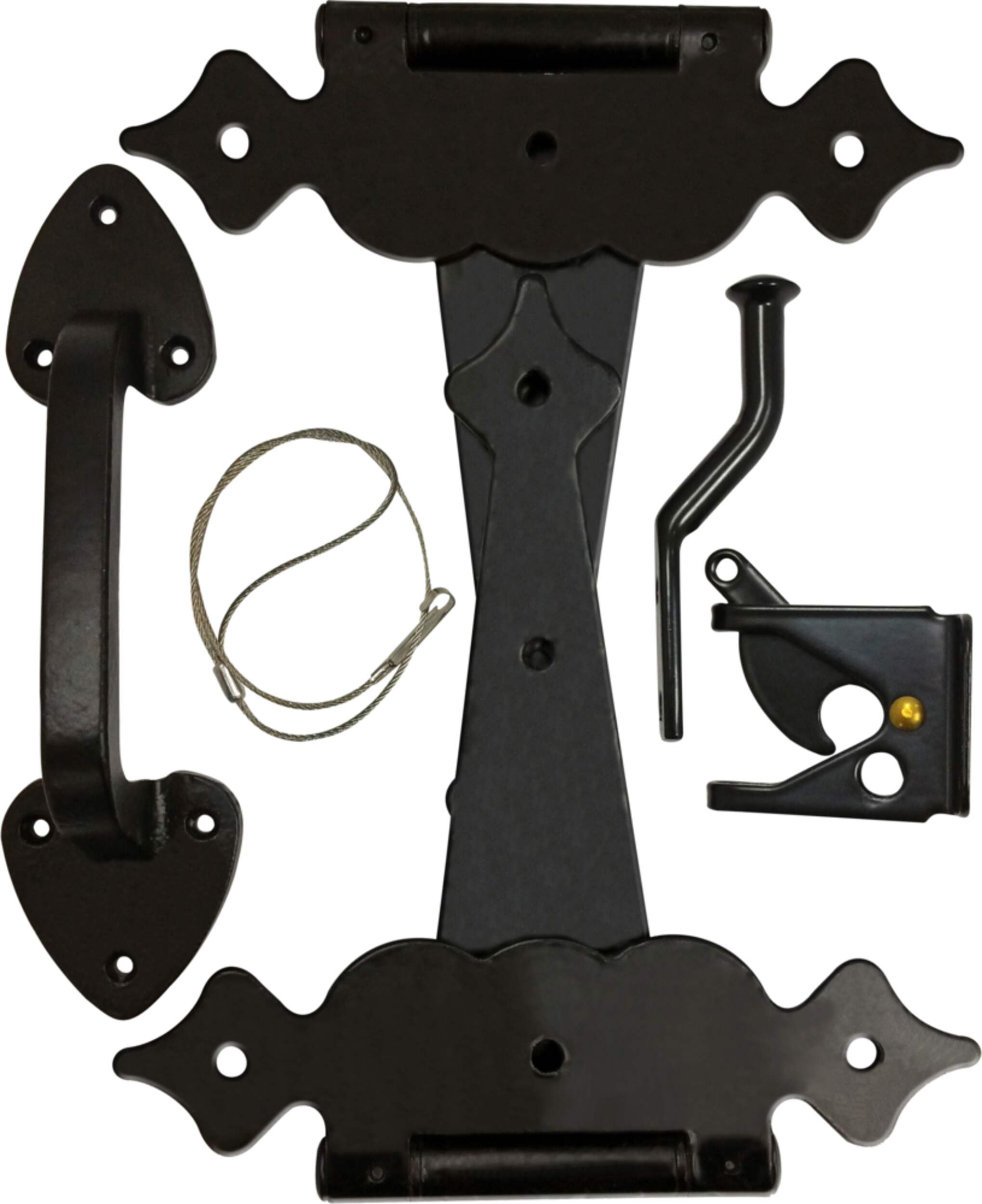 Hillman Deluxe Gate Kit, All Hardware for Gate Doors, Black, 5-pc Overhead_Flat