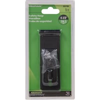 Hillman Fixed Staples Safety Hasp, For Securing Doors/Cabinets, Black, 4-1/2-in