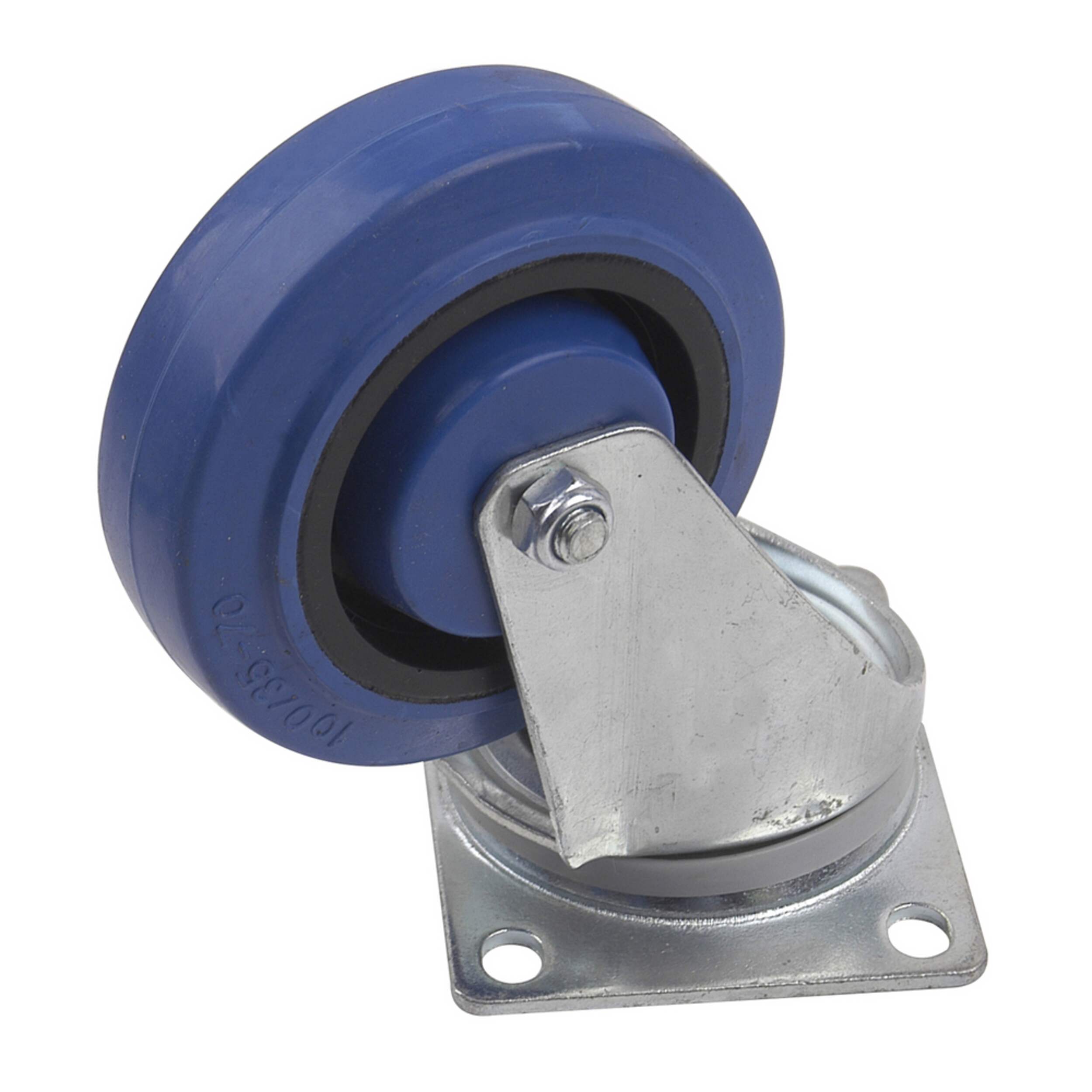 Shepherd Hardware Rubber Elastic Swivel Caster, 265-lb Capacity, Blue, 4-in Bottom_Plunge