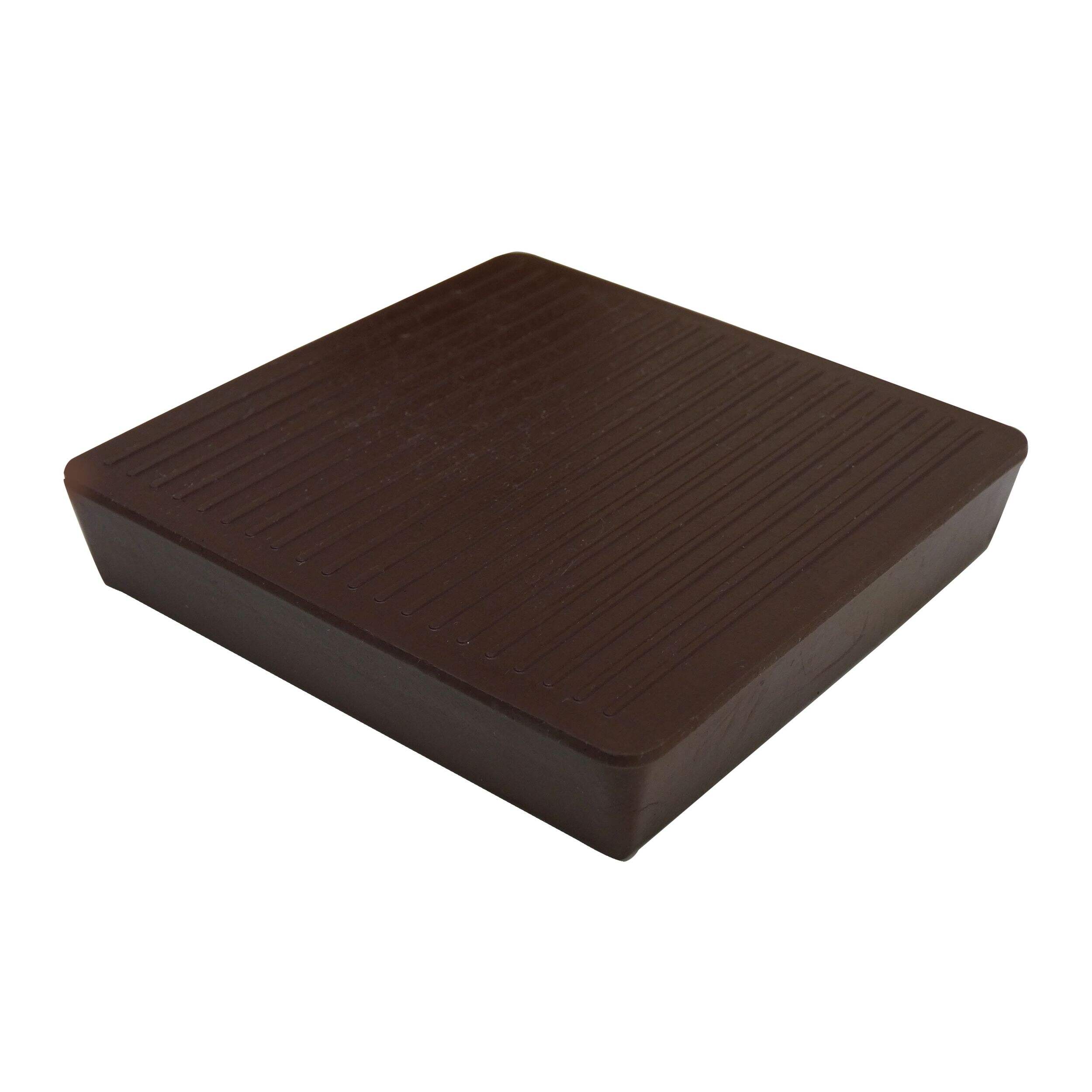 Certified Square Rubber Furniture Cups For Furniture Legs and Casters, Brown, 3-in, 2-pk Front_Three_Fourths_Angled_Right