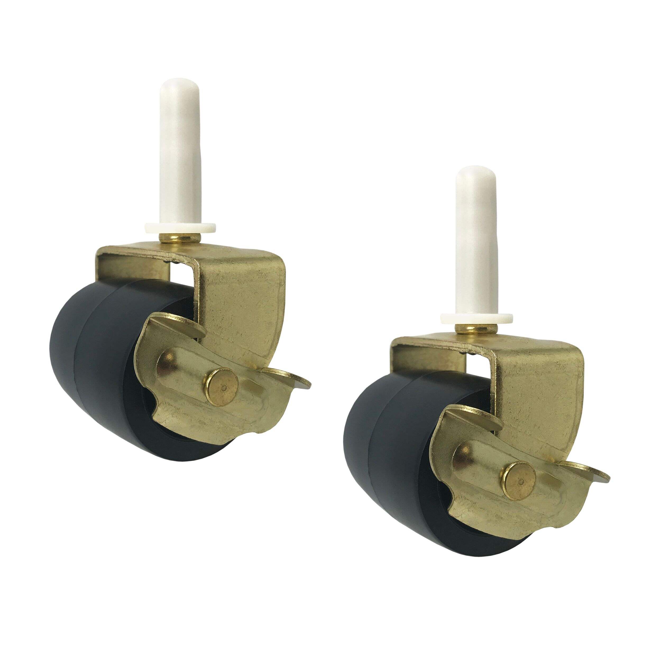 Roulettes pivotantes pour lit Likewise en plastique avec freins, capacité de 125 lb, blanc, 2-1/8 po, paq. 2 Front_Three_Fourths_Angled_Left