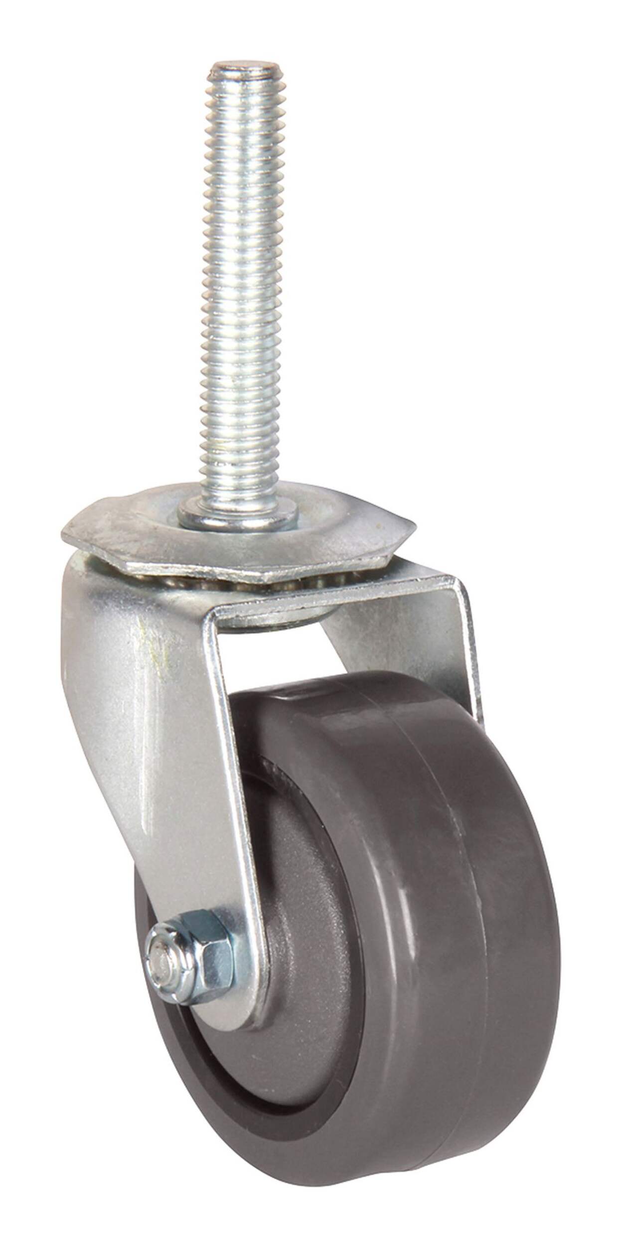 Roulette pivotante Shepherd Hardware en polyuréthanne de capacité moyenne, non marquante, capacité de 225 lb, gris, 3 po Back_Angled_Left