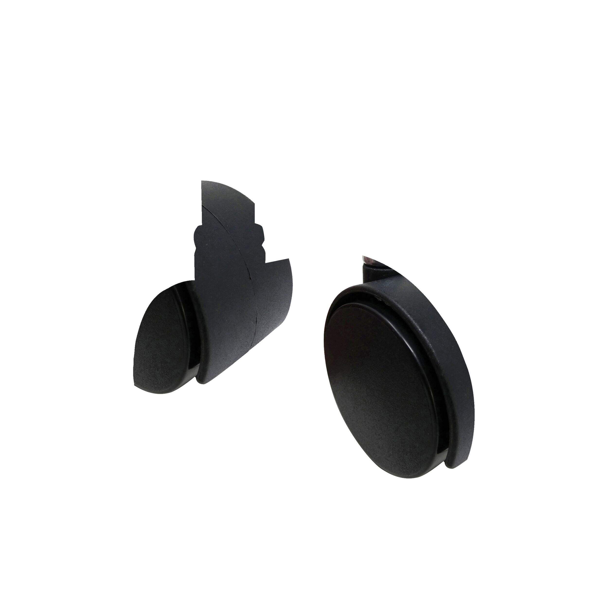 Likewise Light Duty Plastic Twin Wheel Swivelling Casters, 75-lb Capacity, Black, 2-in, 2-pk Front_Three_Fourths_Angled_Left