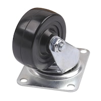 Heavy-Duty Soft Rubber Swivel Plate Caster, Black, 3-in Plate-Type