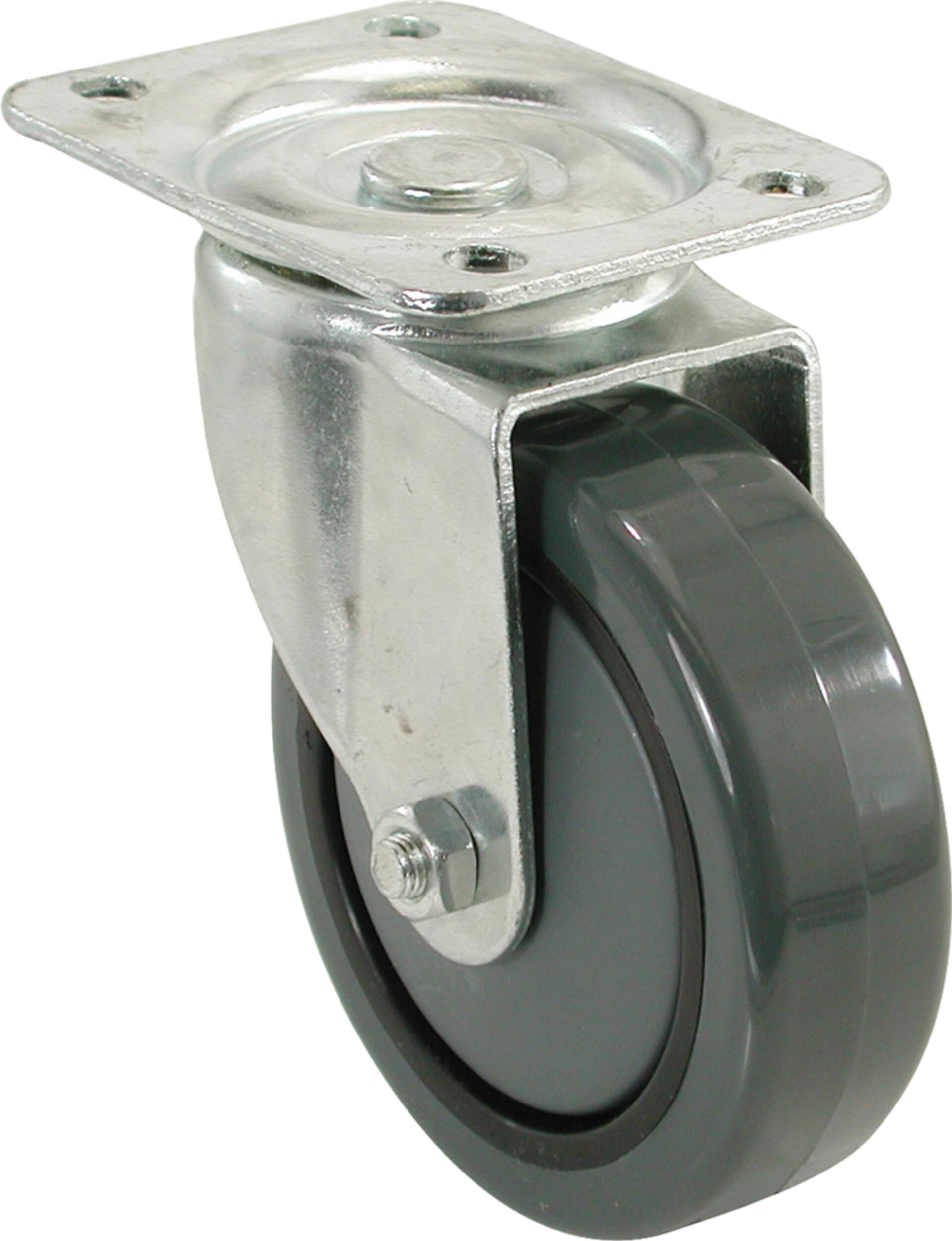 Roulette pivotante robuste Shepherd Hardware en polyuréthanne, capacité de 225 lb, gris, 3 po Back_Angled_Left