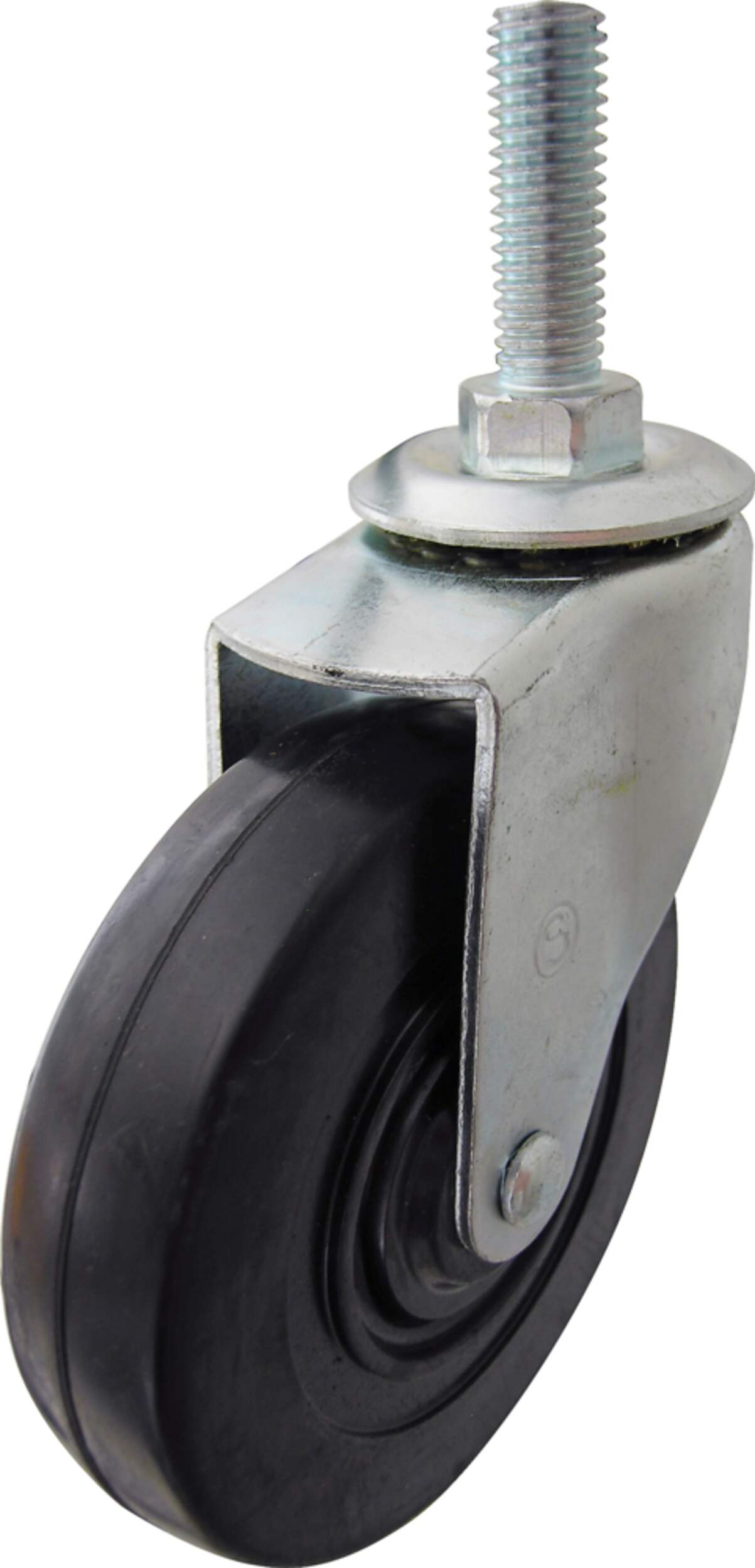 Shepherd Hardware Medium Duty Thread Stem Rubber Single Caster, 115-lb Capacity, Black, 4-in Back_Angled_Right