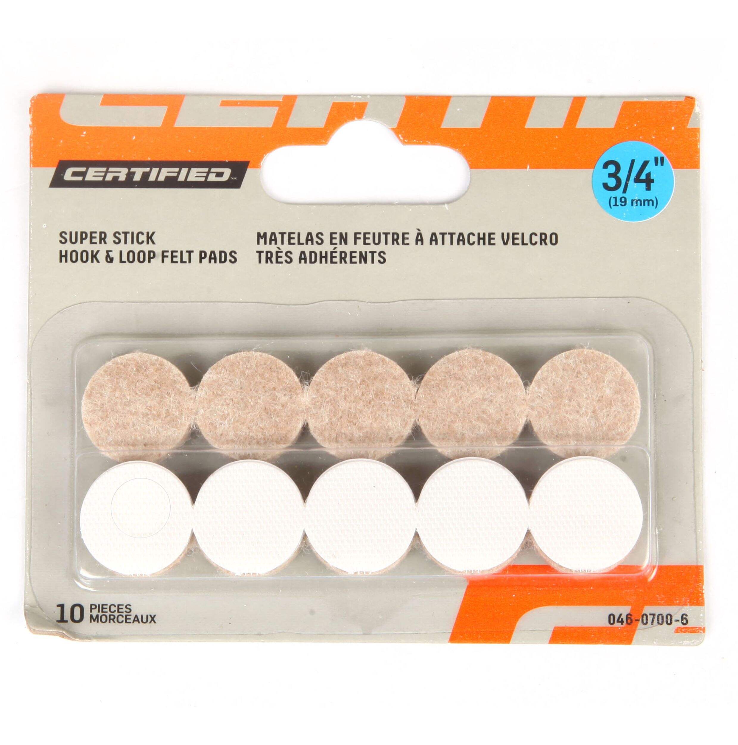 Likewise Self-Adhesive Round Felt Pads with Hook-and-Loop Fastening Pads, 3/4-in, 20-pc Front_Flat