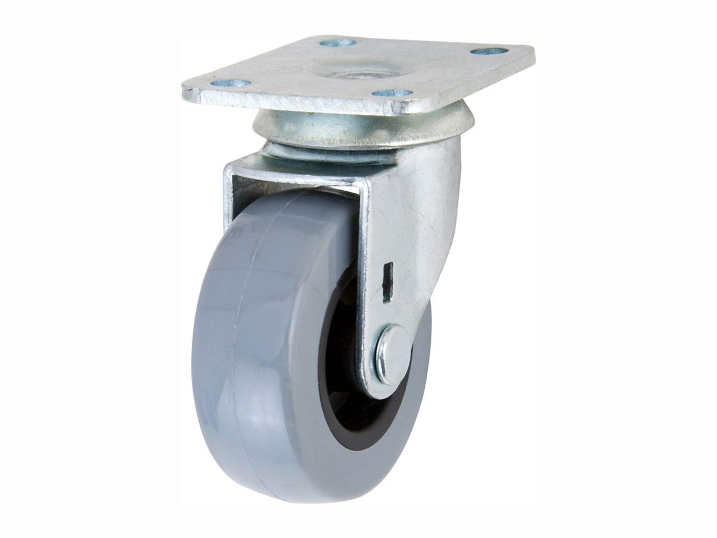 Shepherd Hardware Medium Duty TPU Swivel Caster, Non-Marking, 88-lb Capacity, Grey, 2-in Front_Three_Fourths_Angled_Left