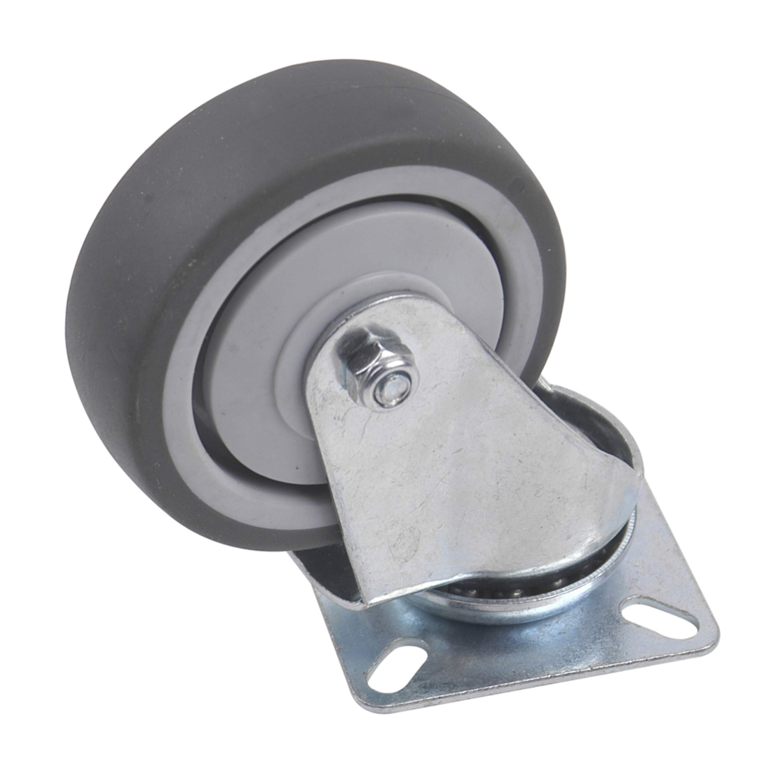 Shepherd Hardware Medium Duty TPU Single Swivel Caster, Non-Marking, 121-lb Capacity, Grey, 3-in Bottom_Plunge