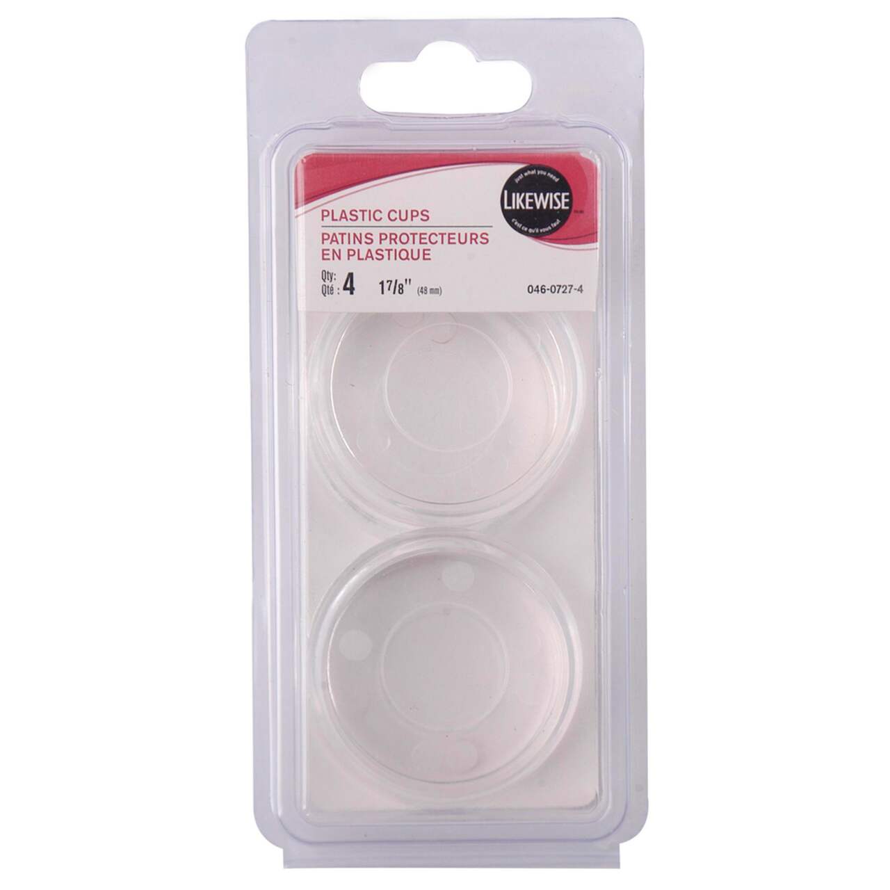 Likewise Round Clear Plastic Caster Cup, 1-7/8-in, 4-pk