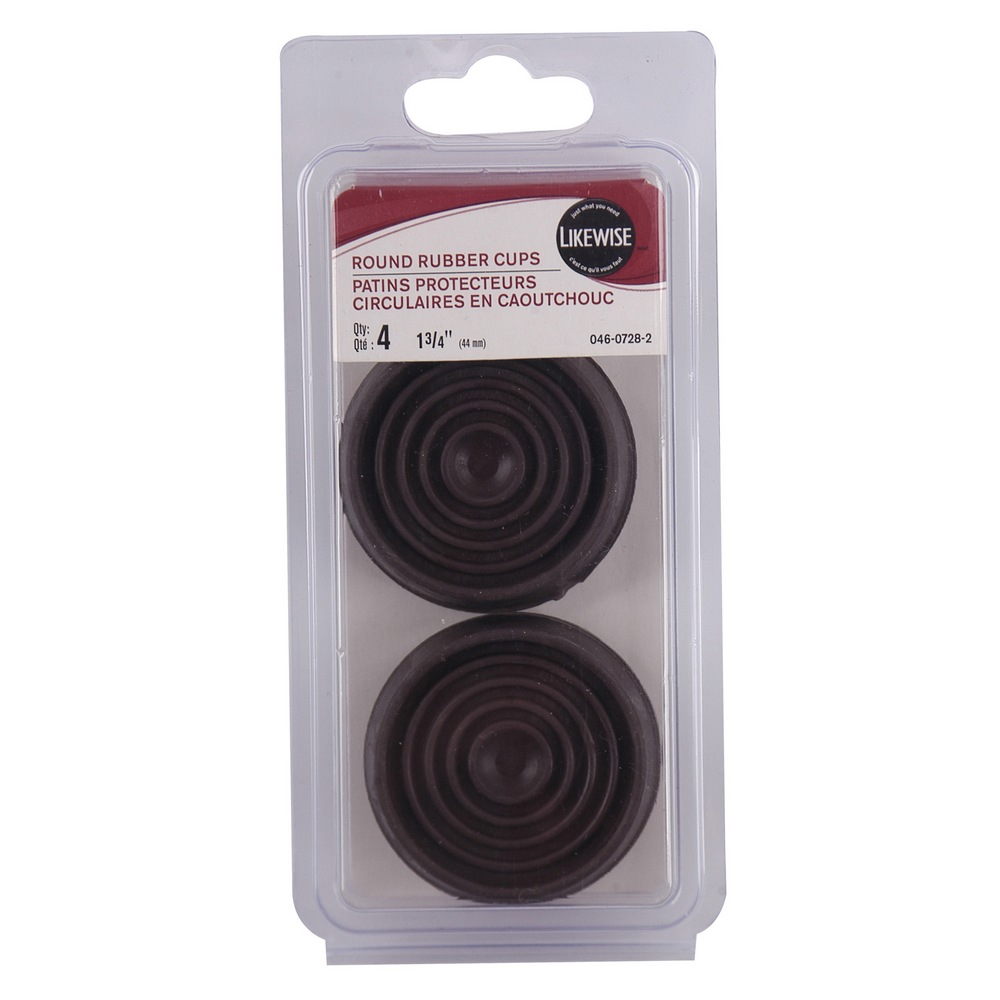 Likewise Round Rubber Cups For All Furniture, Brown, 13/4in, 4pk