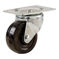 Roulette pivotante simple Shepherd Hardware en caoutchouc de capacité légère, capacité de 30 lb, noir, 1-1/4 po