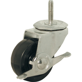 Shepherd Hardware Heavy Duty Thread Stem Rubber Caster with Brake, 150-lb Capacity, Black, 3-in Back_Angled_Right