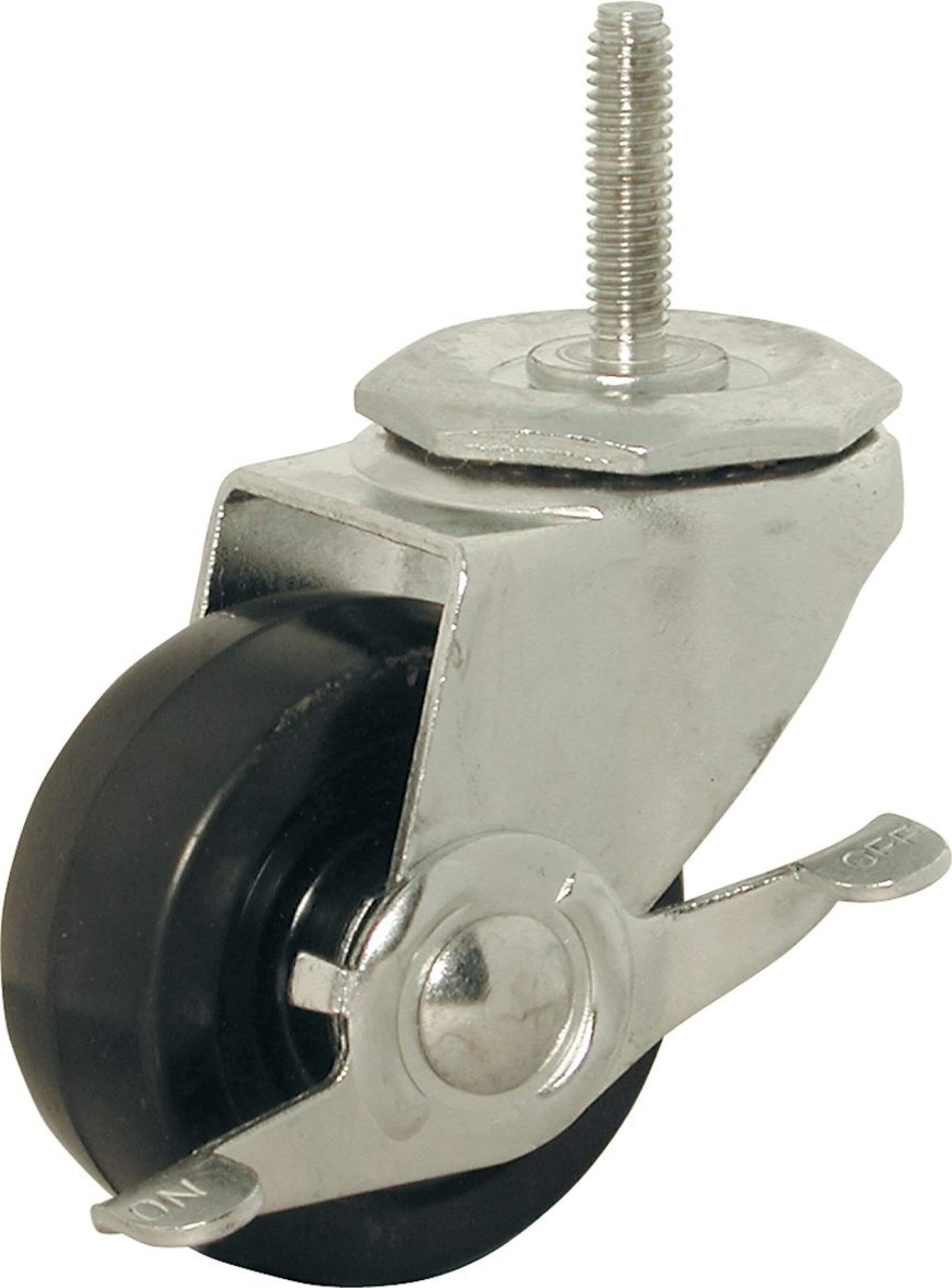 Shepherd Hardware Heavy Duty Thread Stem Rubber Caster with Brake, 150