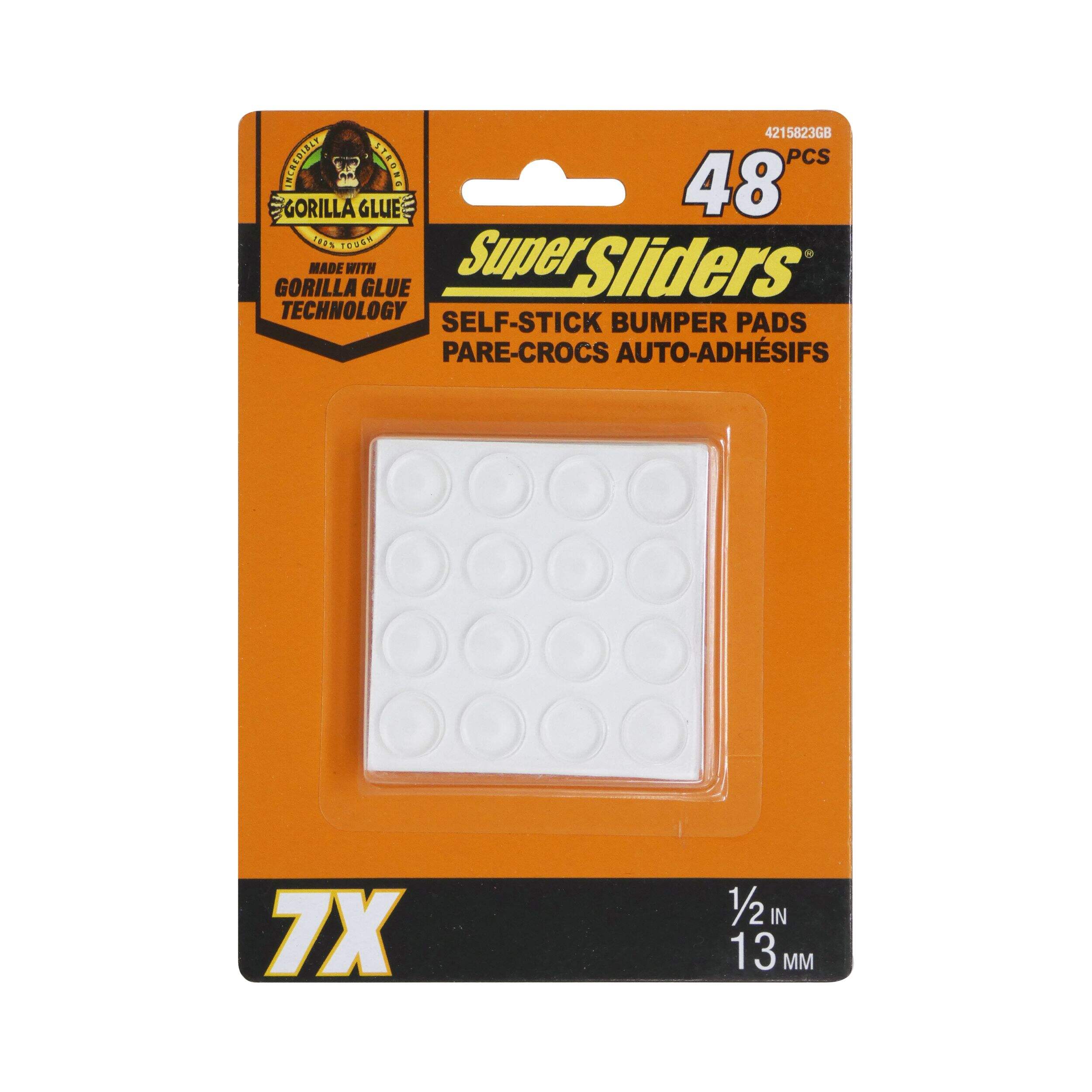 Super Sliders Self Stick Bumper Pads, Clear, 0.5-in, 48-pk Front_Flat