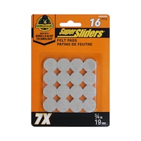 Super Sliders Felt Pads with Gorilla Glue, Beige, 0.75-in, 16-pk Front_Flat