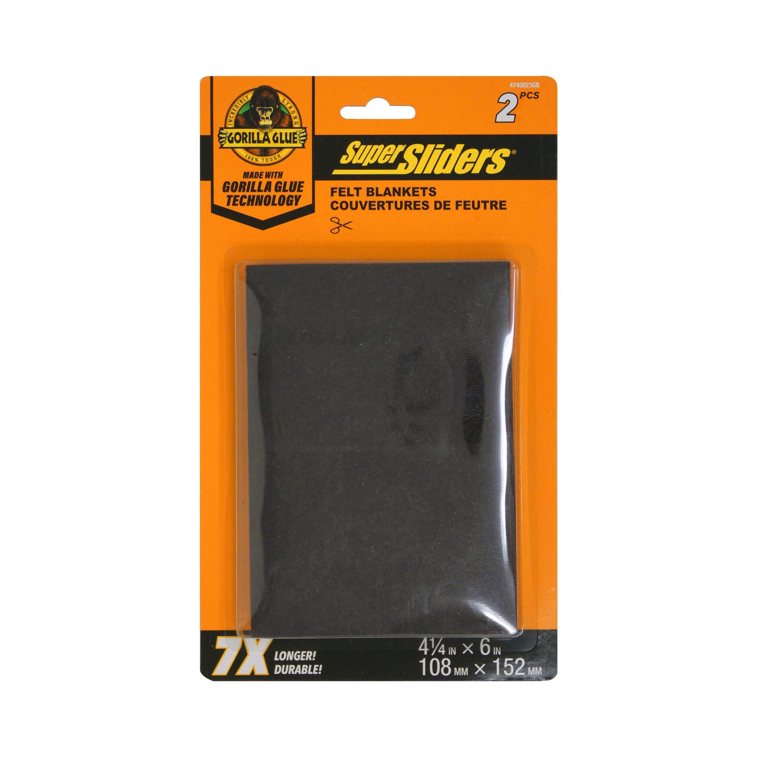 Super Sliders Felt Blanket with Gorilla Glue, Brown, 4.2 x 6-in, 2-pk Front_Flat