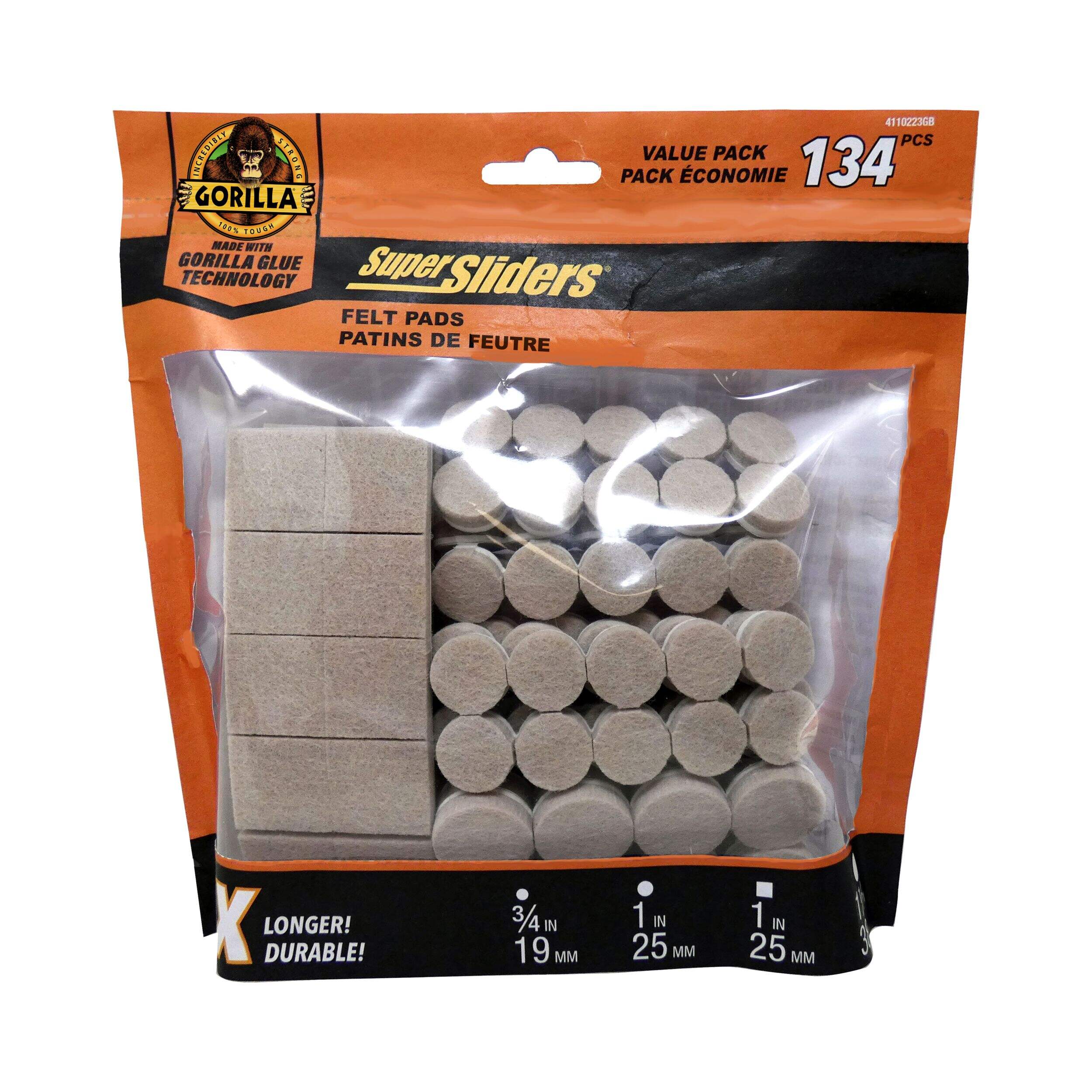 Super Sliders Felt Pads Value Pack, Beige, 134-pc Front_Flat