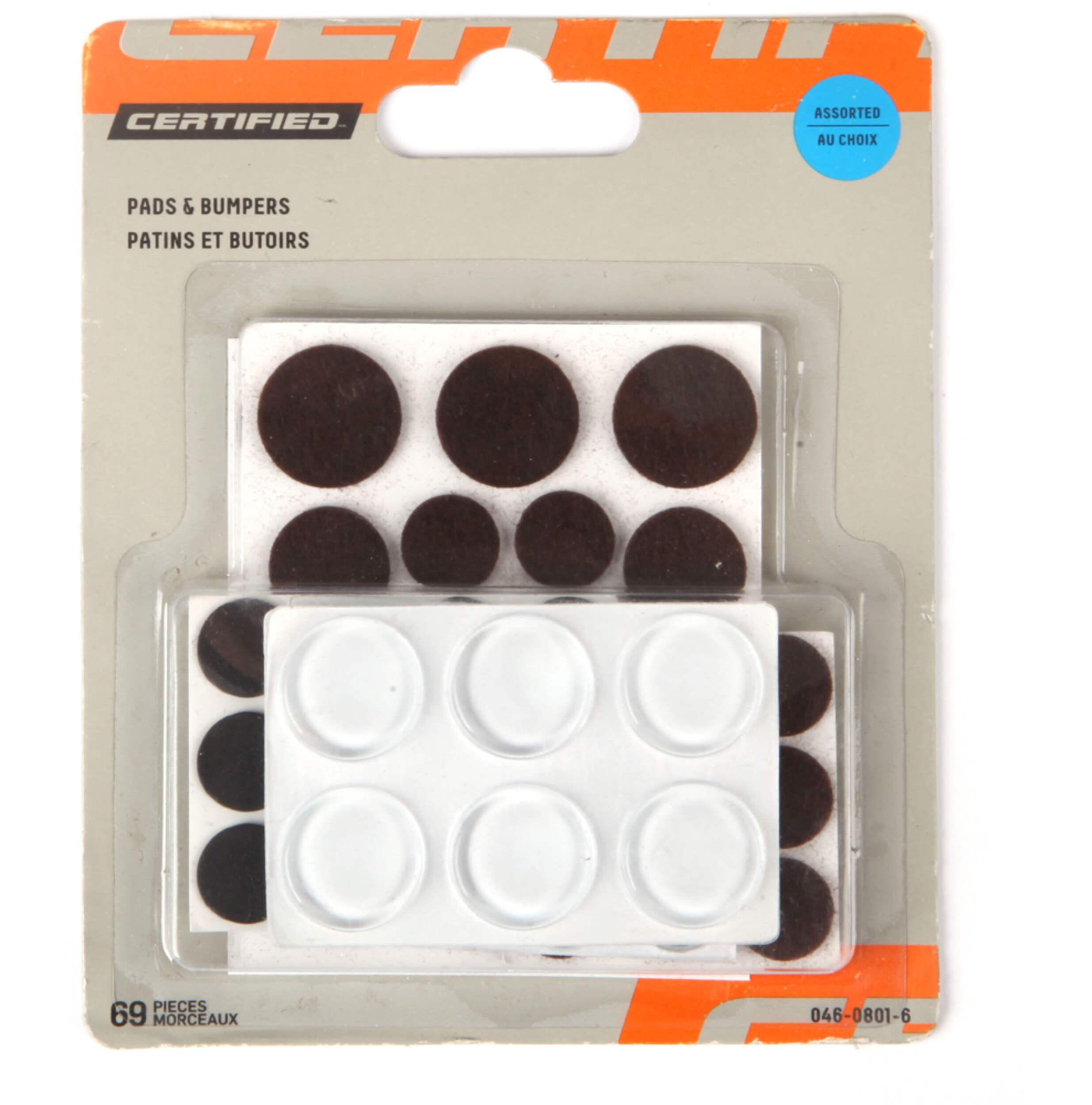 Likewise Self-Adhesive Medium Duty Assorted Pads and Bumpers, Clear/Brown, 69-pc Front_Flat