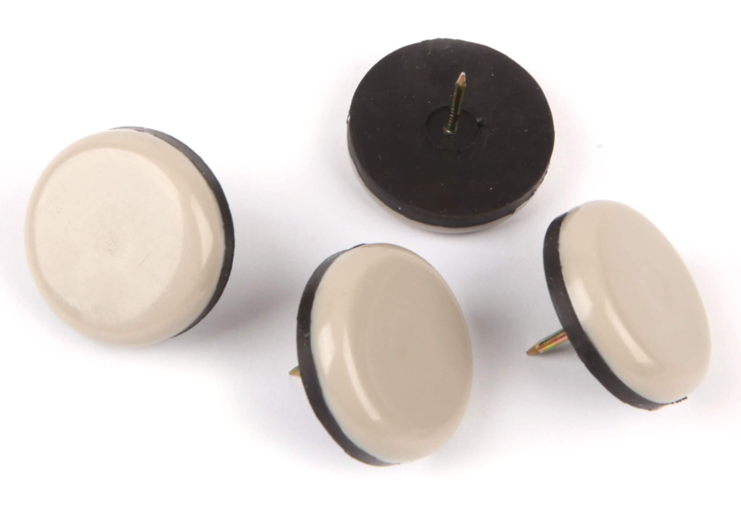 Certified Round Taupe Nail-On Furniture Gliders, For Carpet/Ceramic Tiles, 1-1/4-in, 4-pc Composite_or_Mixed