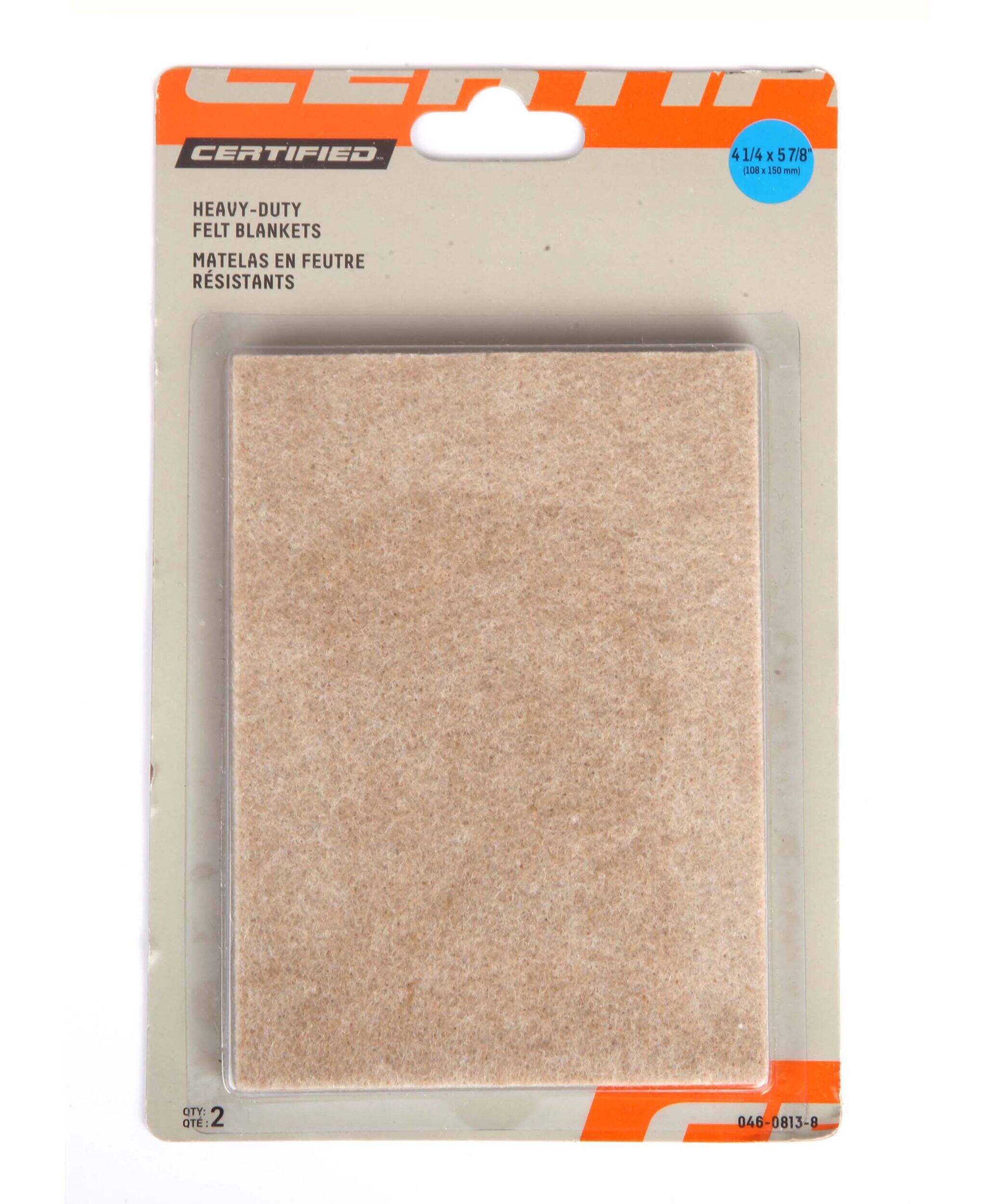 Plaquettes rectangulaires de feutre adhésif et ultrarésistant Certified, 4 1/2 x 6 po, beige, paq. 2 Front_Flat