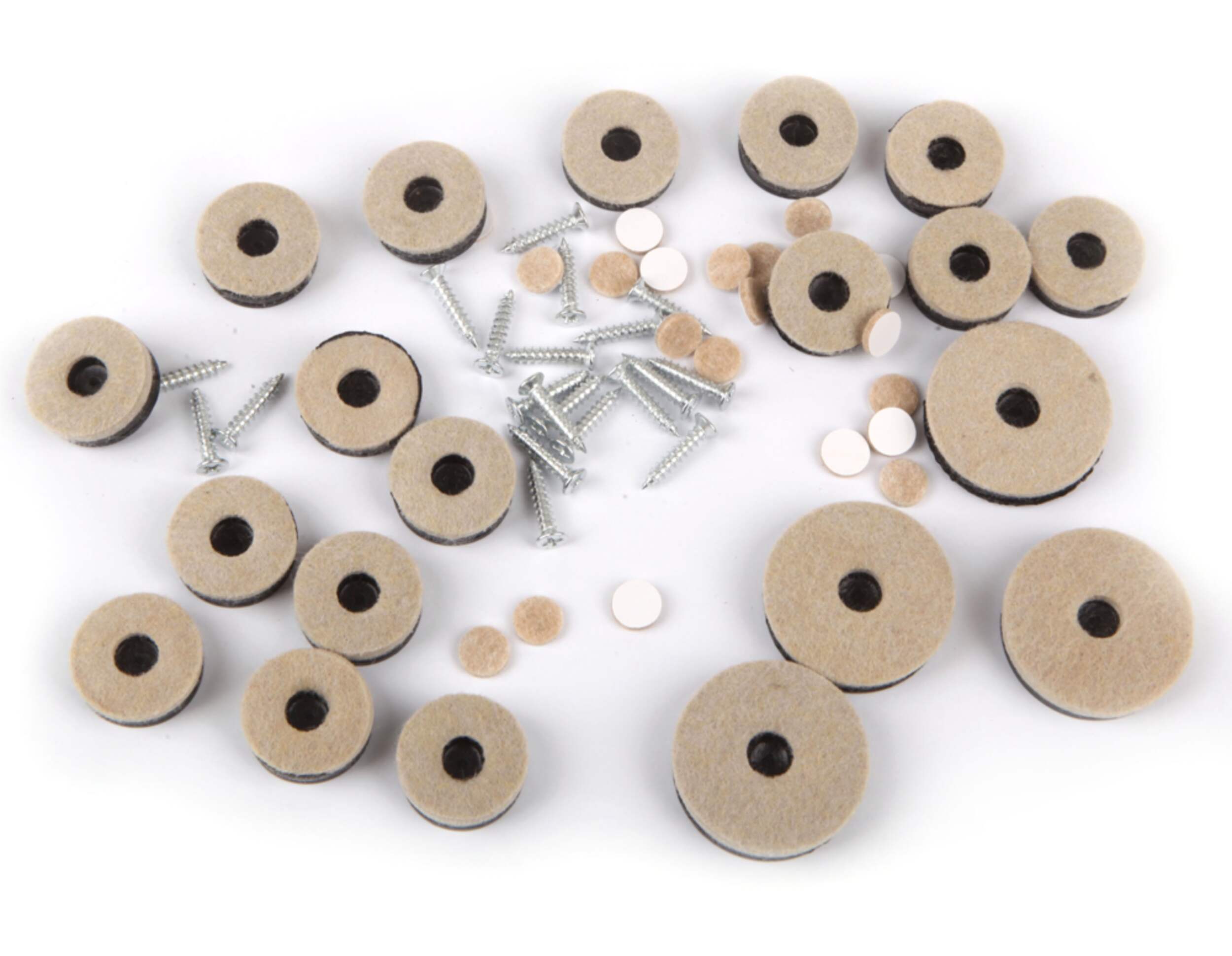 Likewise Heavy- Duty Screw-On Felt Furniture Pads/Cups, Assorted Sizes, Beige, 20-pc Composite_or_Mixed