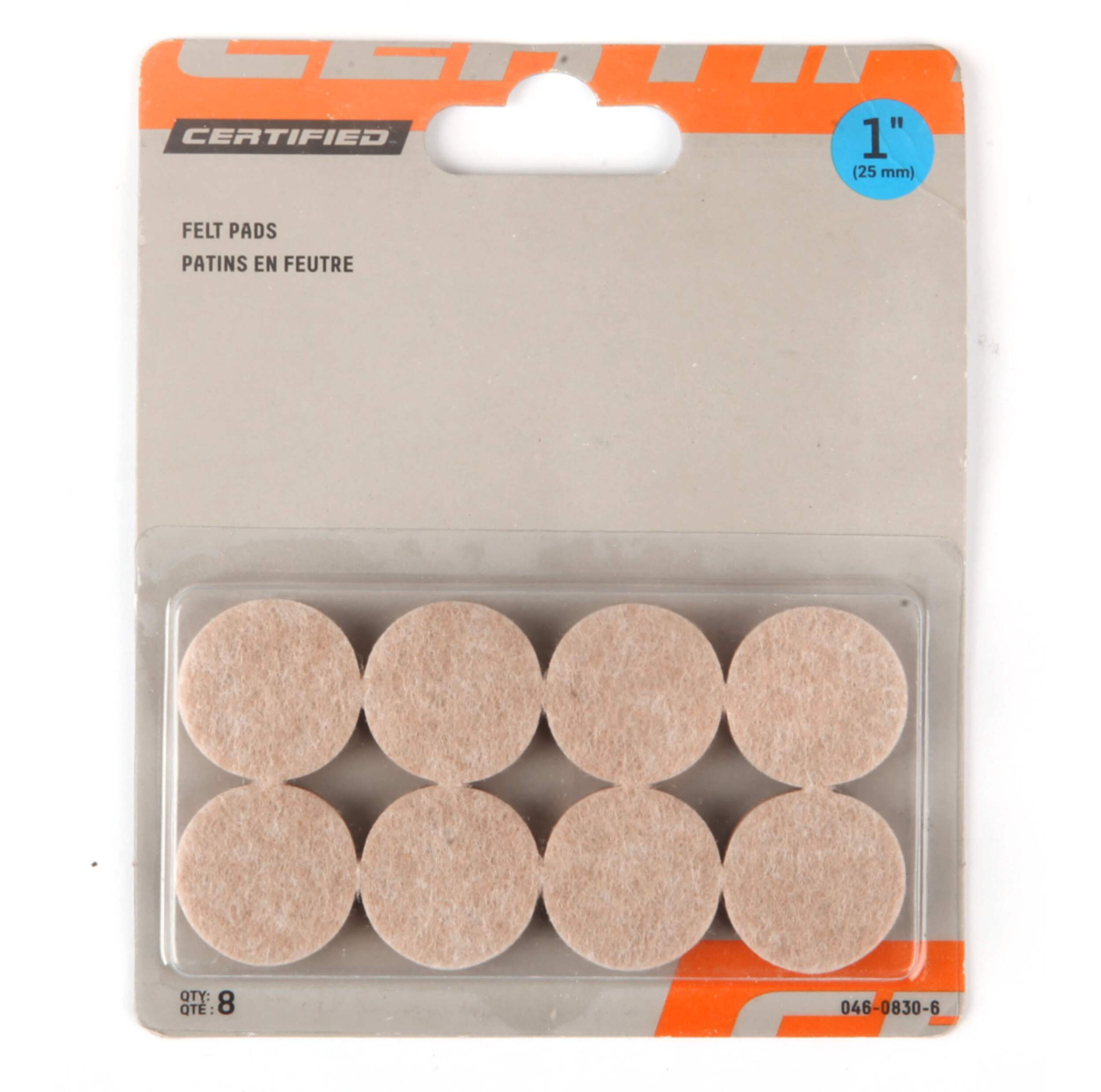 Heavy Duty Round Pads, Corrects Uneven Surface, 1-in, Beige, 8-pc Front_Flat