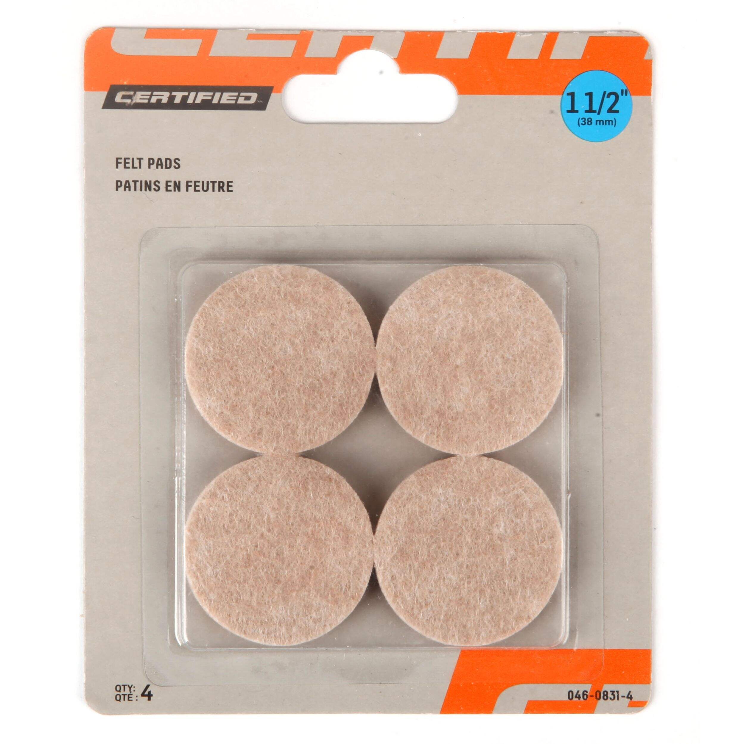 Certified Heavy Duty Round Pads, Corrects Uneven Surface, 1-1/2-in, Beige, 4-pc Front_Flat