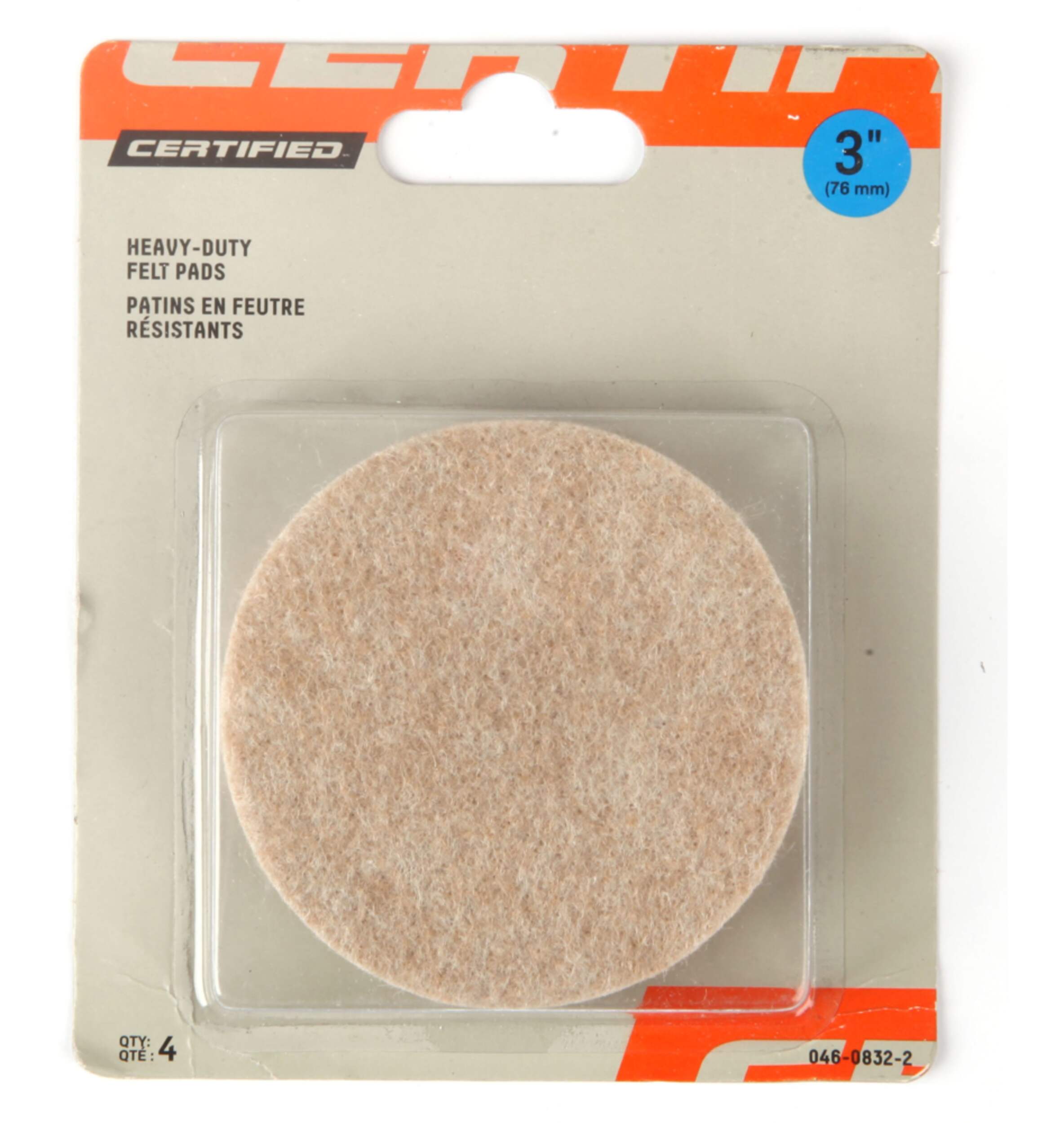 Heavy Duty Round Pads, Corrects Uneven Surface, 3-in, Beige, 4-pc Front_Flat