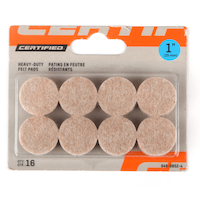 Certified Heavy Duty Felt Furniture Pads, Self-Adhesive, 1-in, Beige, 16-pc Front_Flat